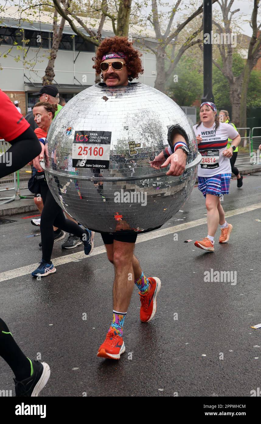 pic shows:  London Marathon 2023 Glitterball - clearly a strictly fan    Picture by Gavin Rodgers/ Pixel8000 Stock Photo