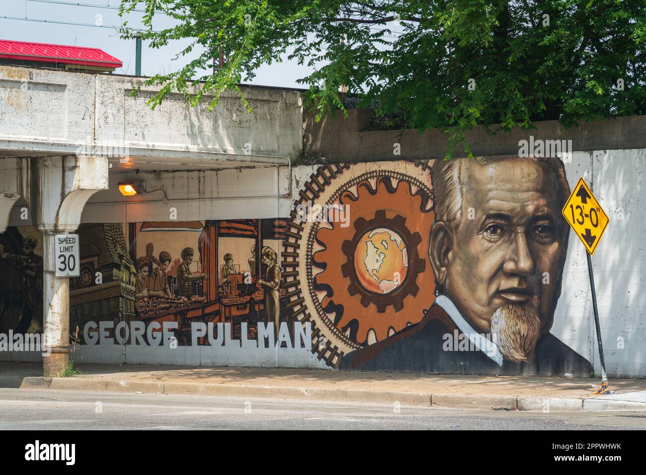 Mural Wall Painting at Pullman National Monument Stock Photo