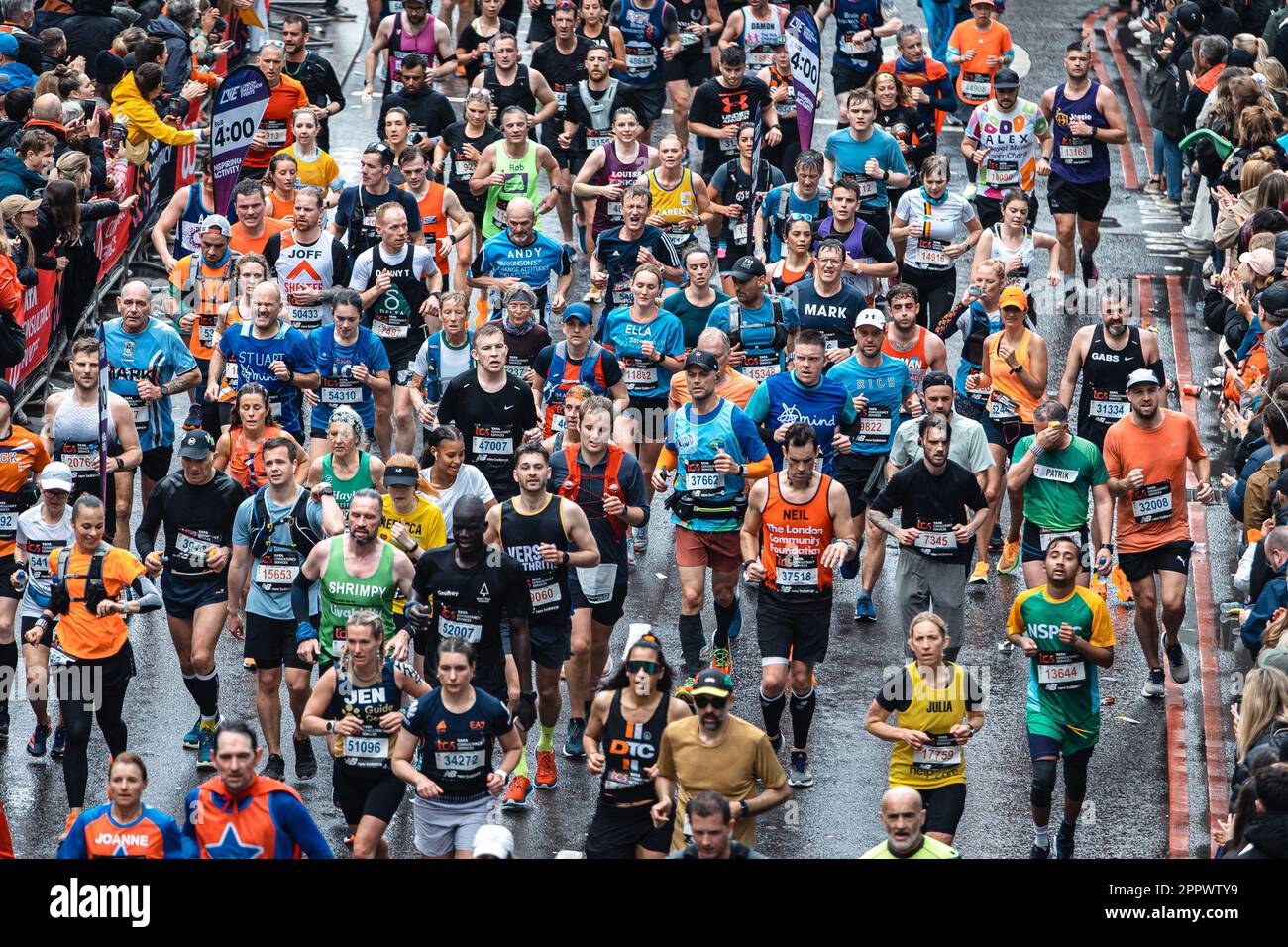 A Crowd of Runners in the 2023 London Marathon Stock Photo