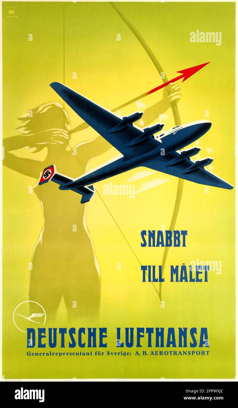 1938 Lufthansa Travel Poster Stock Photo