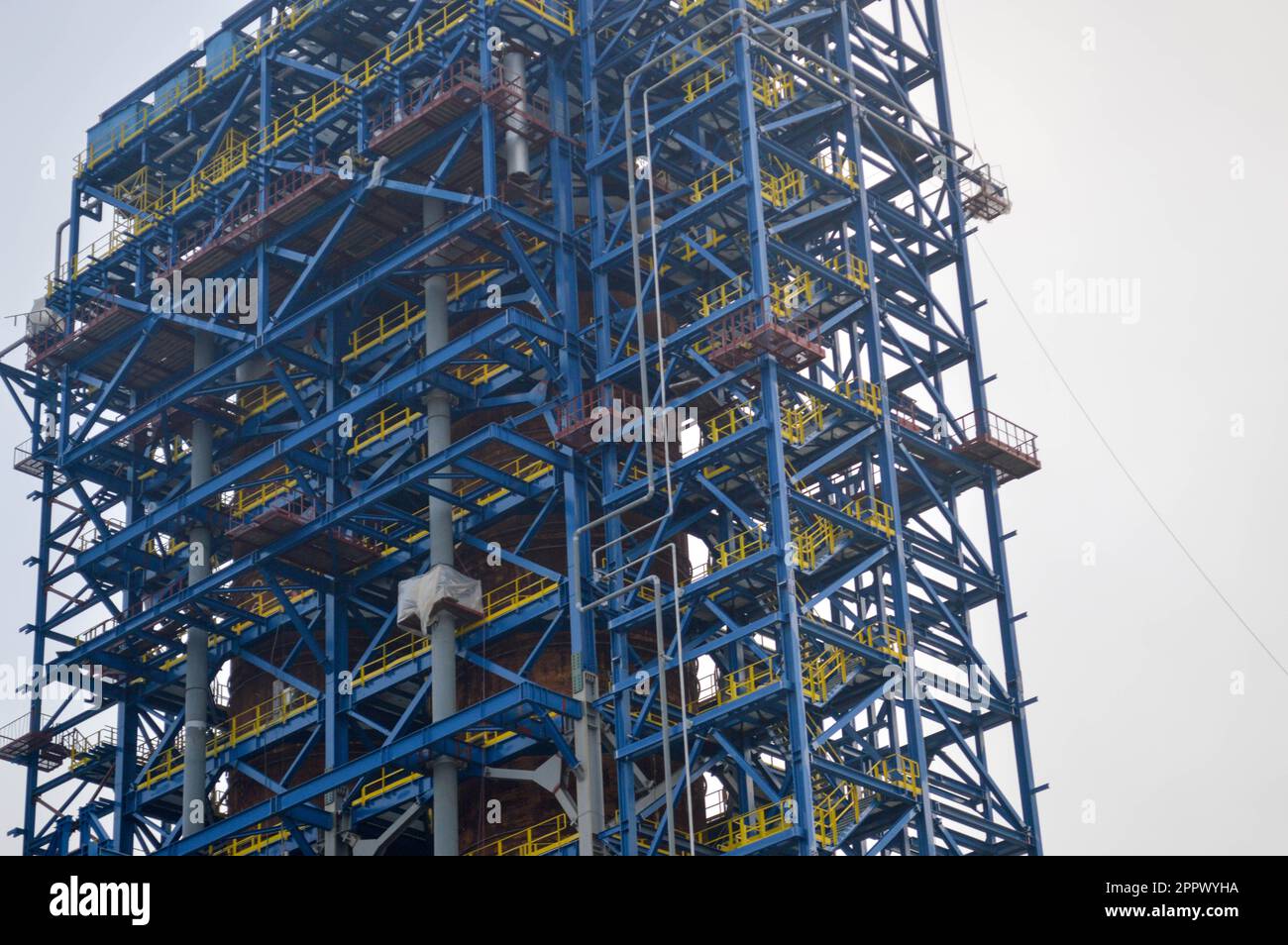 Floor, stairs on a huge process unit, oil refinery, petrochemical plant Stock Photo Alamy
