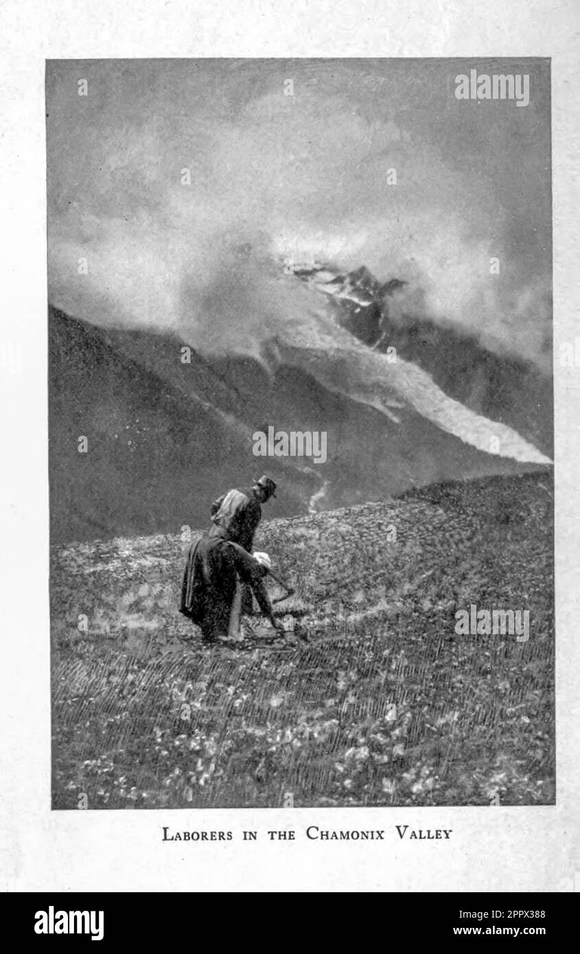 Laborers in the Chamonix Valley from the book ' Along French byways ' by Clifton Johnson, 1865-1940 Publication date 1907  Publisher New York The Macmillan Company Stock Photo