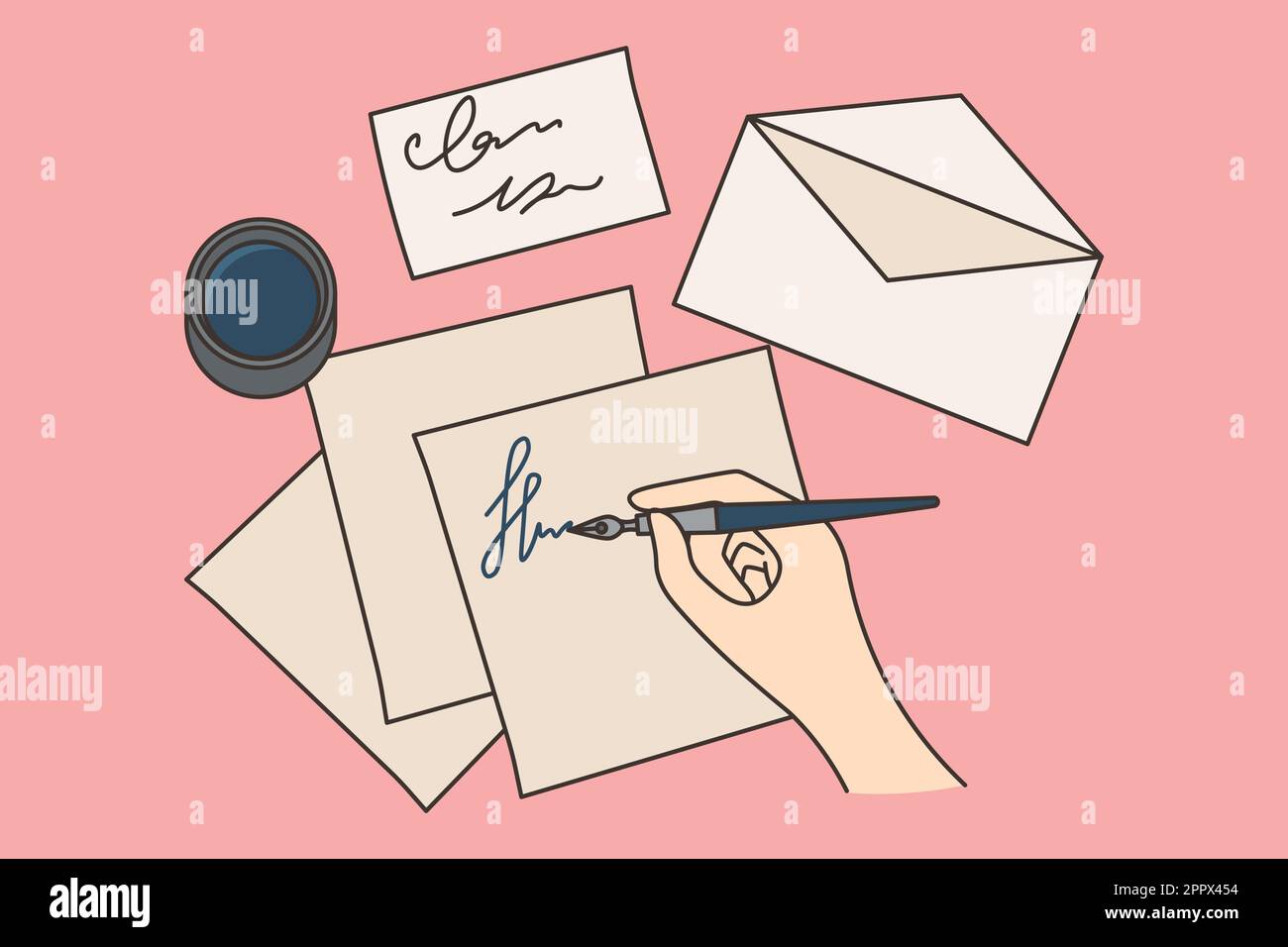 Person writing letter with pen Stock Vector Image & Art - Alamy