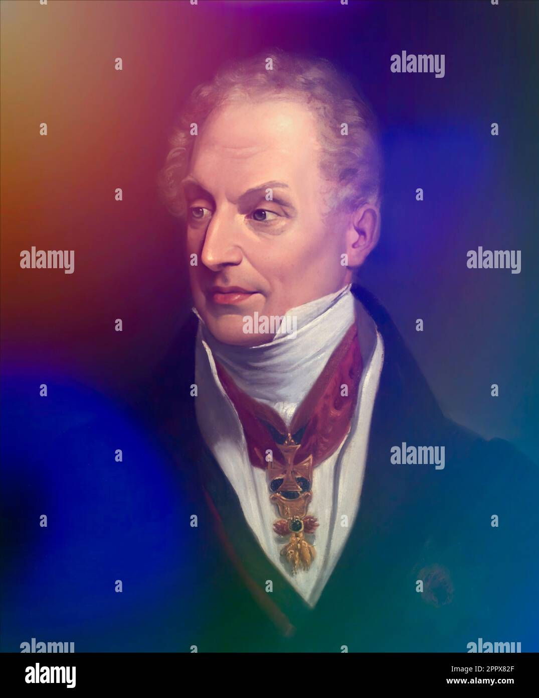 Portrait of Prince Klemens Wenzel von Metternich, 1773-1859, statesman in Imperial Austria, digital edited according to a painting Stock Photo