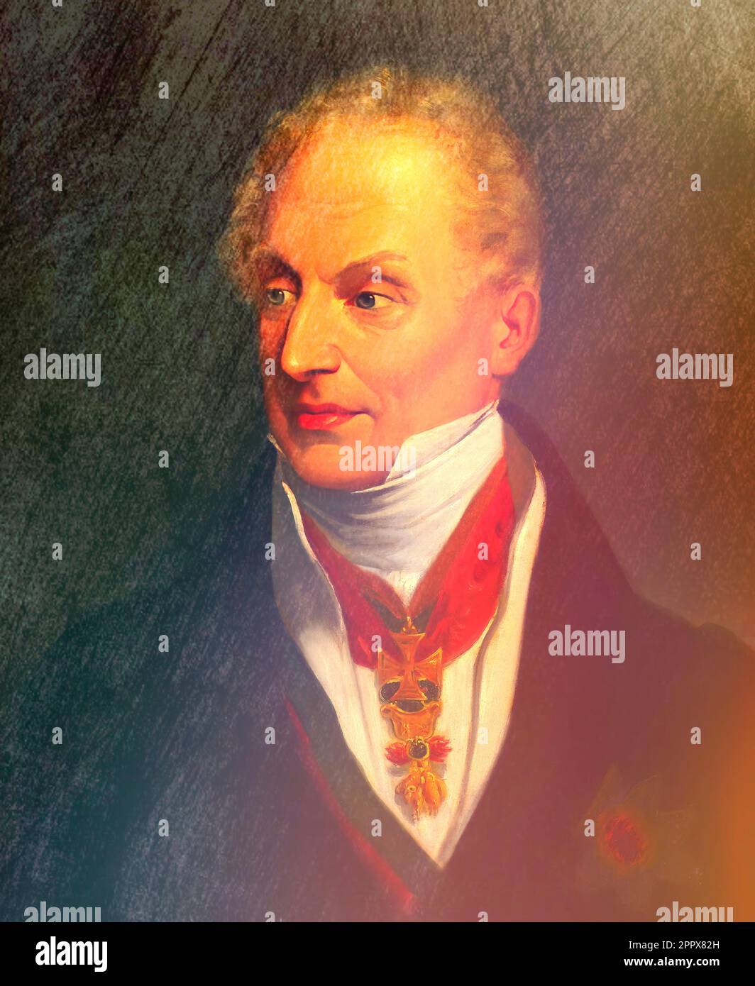 Portrait of Prince Klemens Wenzel von Metternich, 1773-1859, statesman in Imperial Austria, digital edited according to a painting Stock Photo