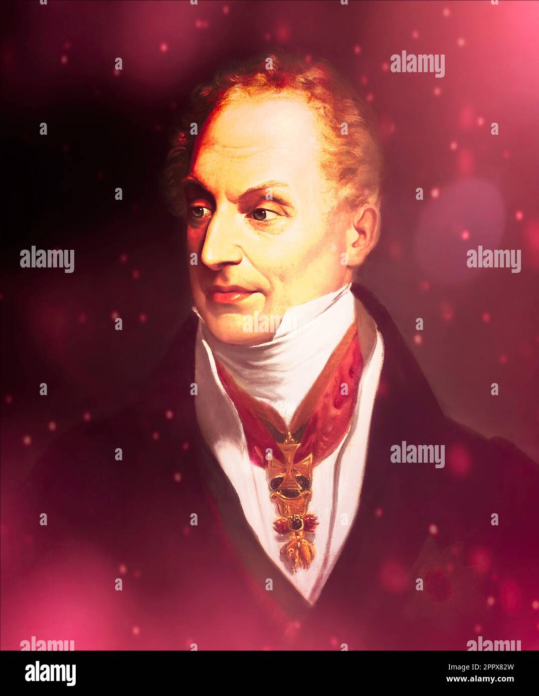 Portrait of Prince Klemens Wenzel von Metternich, 1773-1859, statesman in Imperial Austria, digital edited according to a painting Stock Photo