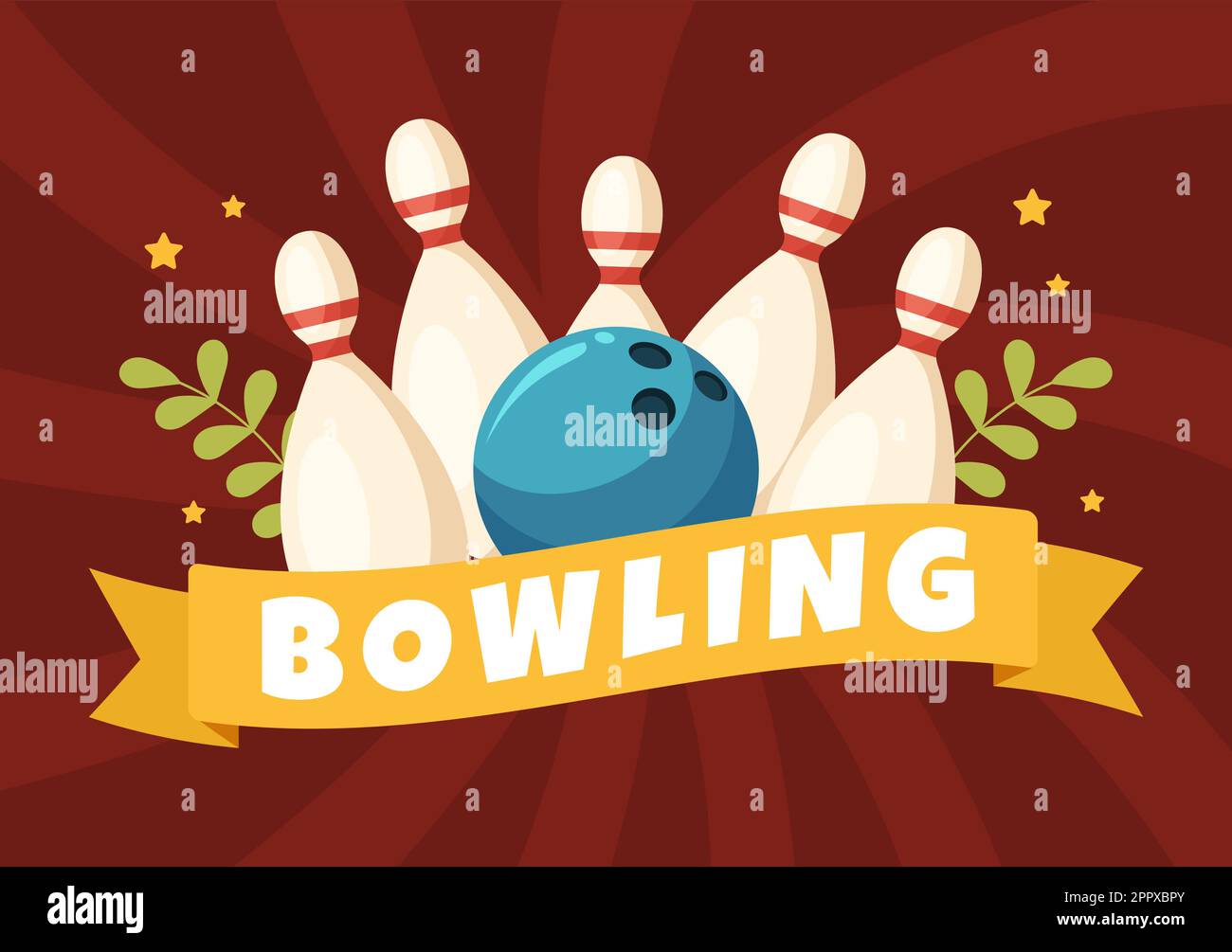 Bowling Game Hand Drawn Cartoon Flat Background Design Illustration