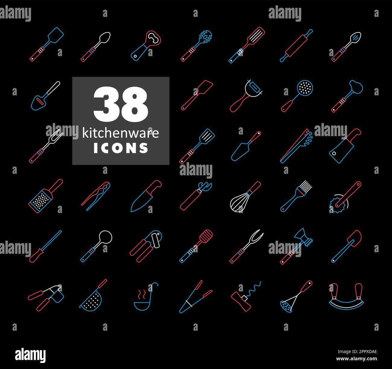Kitchenware and kitchen appliances vector icon set Stock Vector