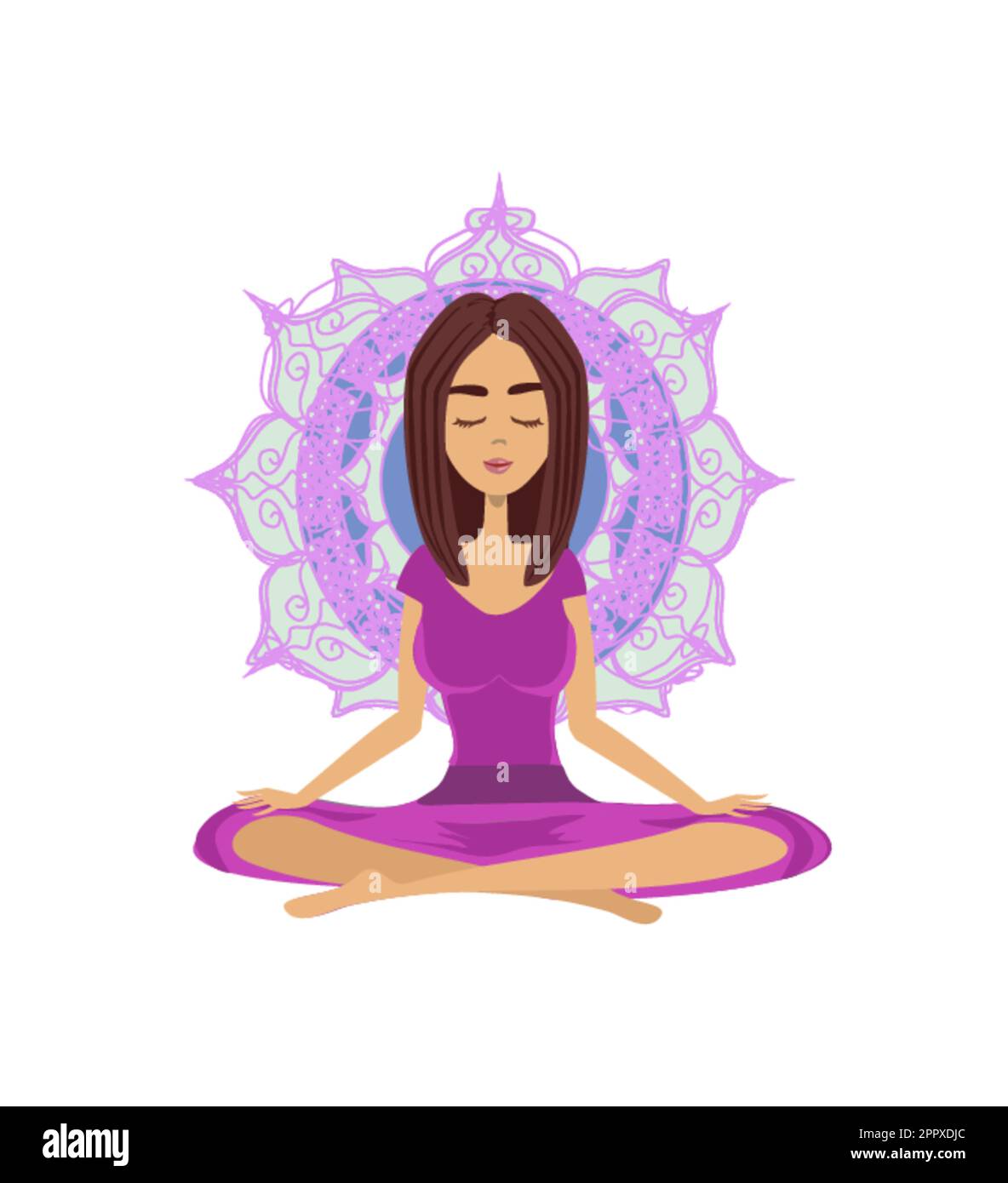 beautiful girl in yoga lotus position Stock Vector Image & Art - Alamy