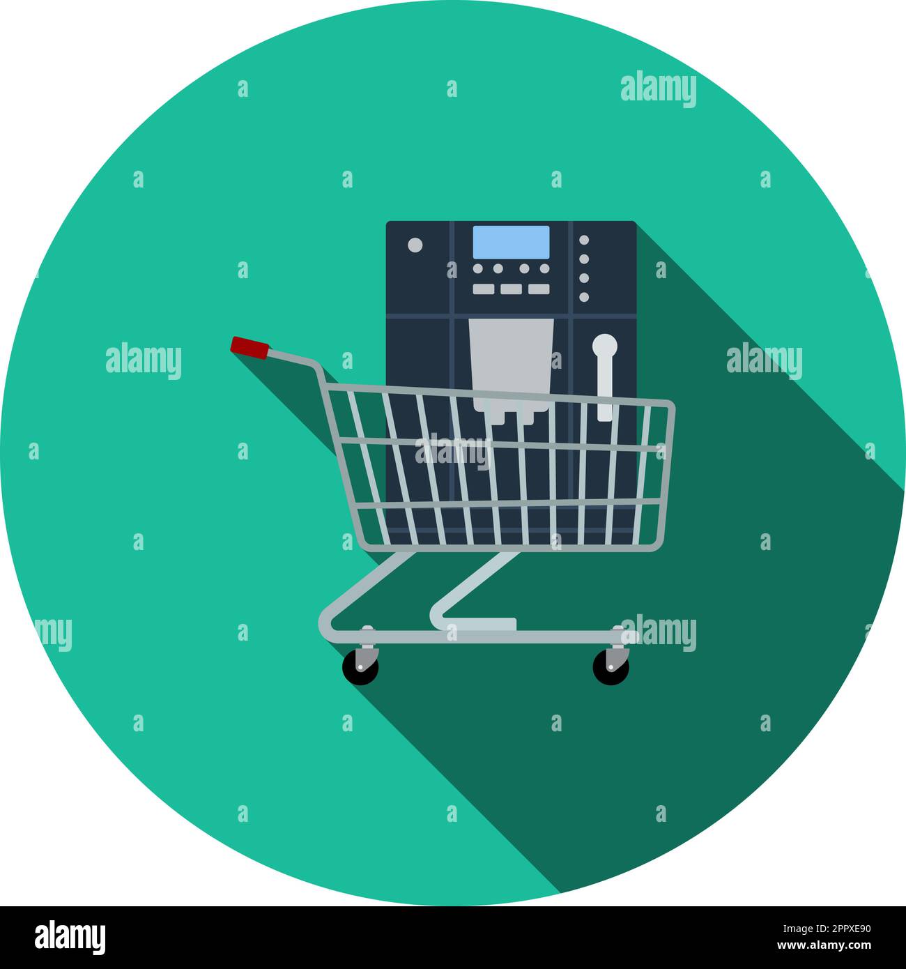 Shopping Cart With Cofee Machine Icon Stock Vector Image & Art - Alamy