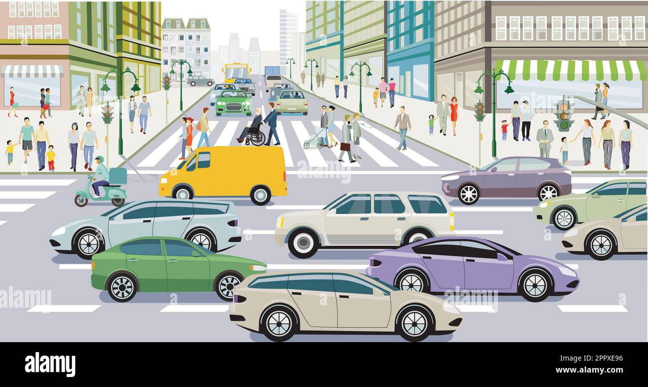 Road city cars traffic crossroads Stock Vector Images - Alamy