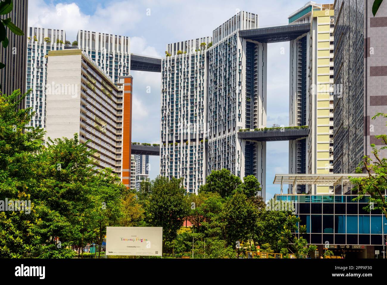 The Pinnacle@Duxton is a public housing estate in the Tanjong Pagar district of Singapore. Stock Photo