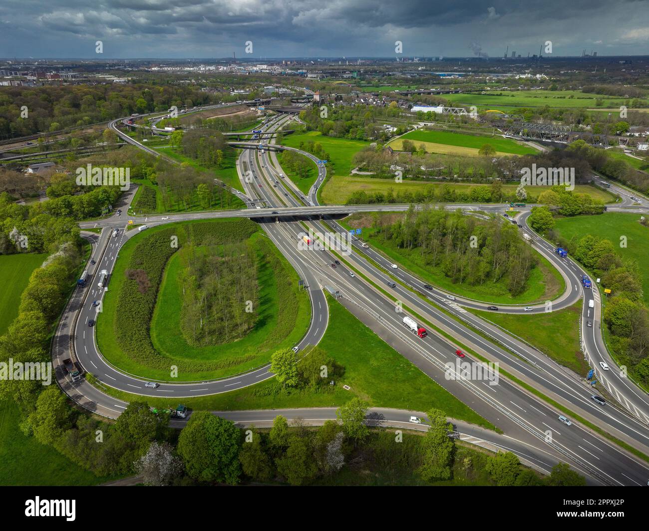 Duisburg, North Rhine-Westphalia, Germany - Ruhr area landscape at the ...