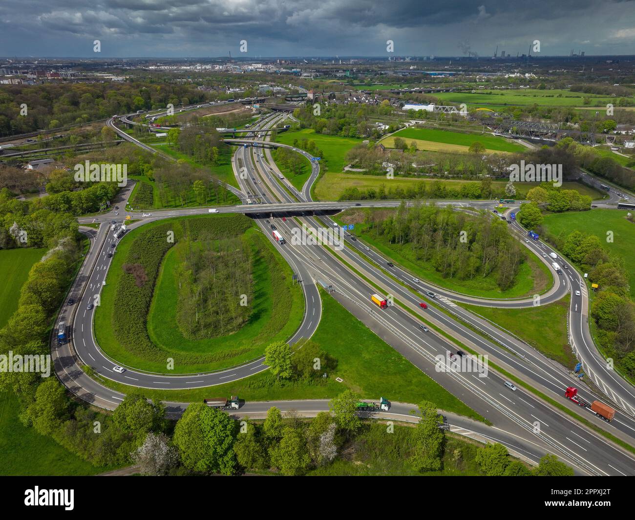 Duisburg, North Rhine-Westphalia, Germany - Ruhr area landscape at the ...