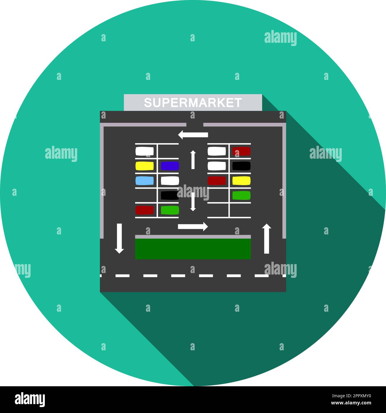 Supermarket Parking Square Icon Stock Vector