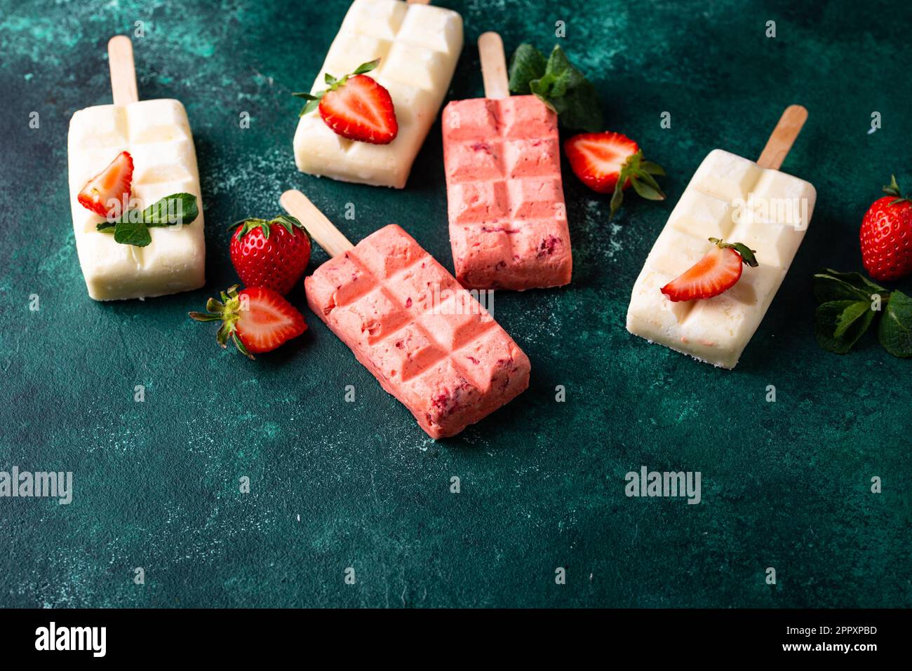 Strawberry ice cream pop sicle with mint Stock Photo Alamy Strawberry ice cream pop sicle with mint Stock Photo Alamy