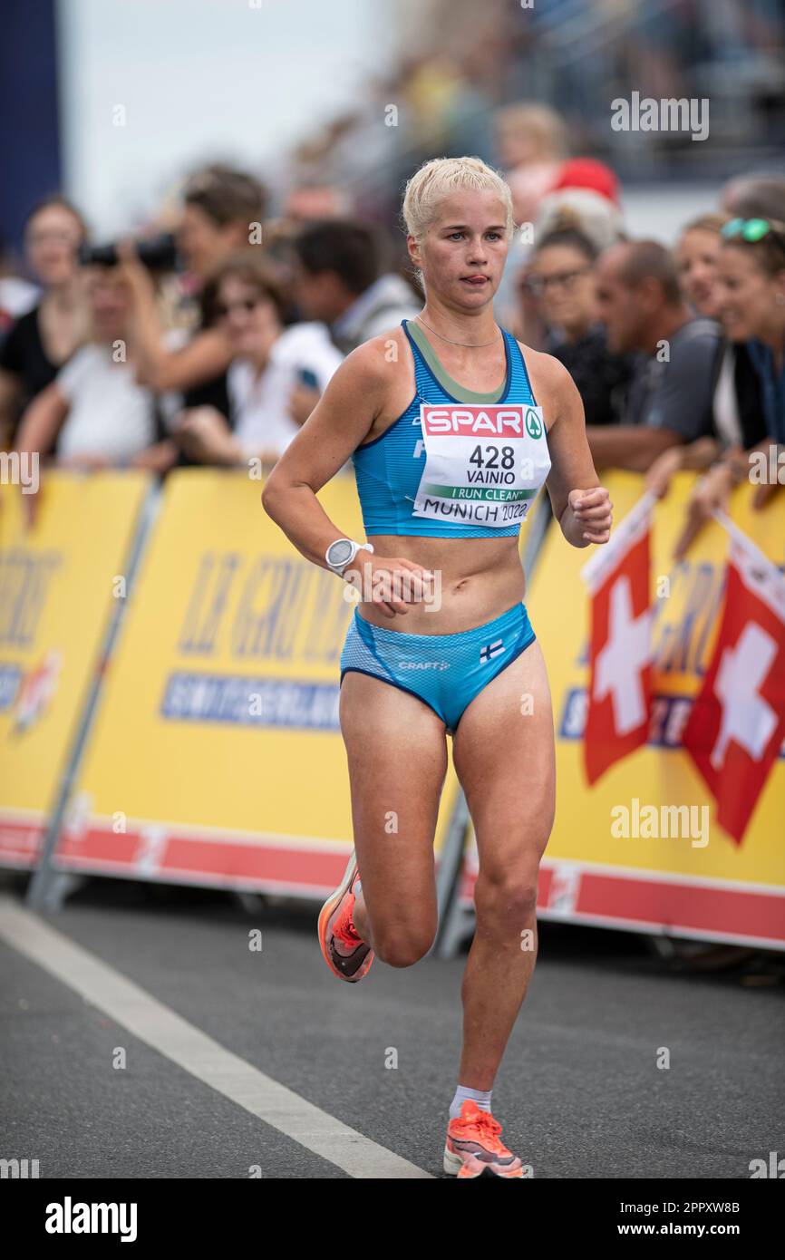 Alisa Vainio participating in the Marathon of the European Athletics Championships in Munich 2022 Stock Photo