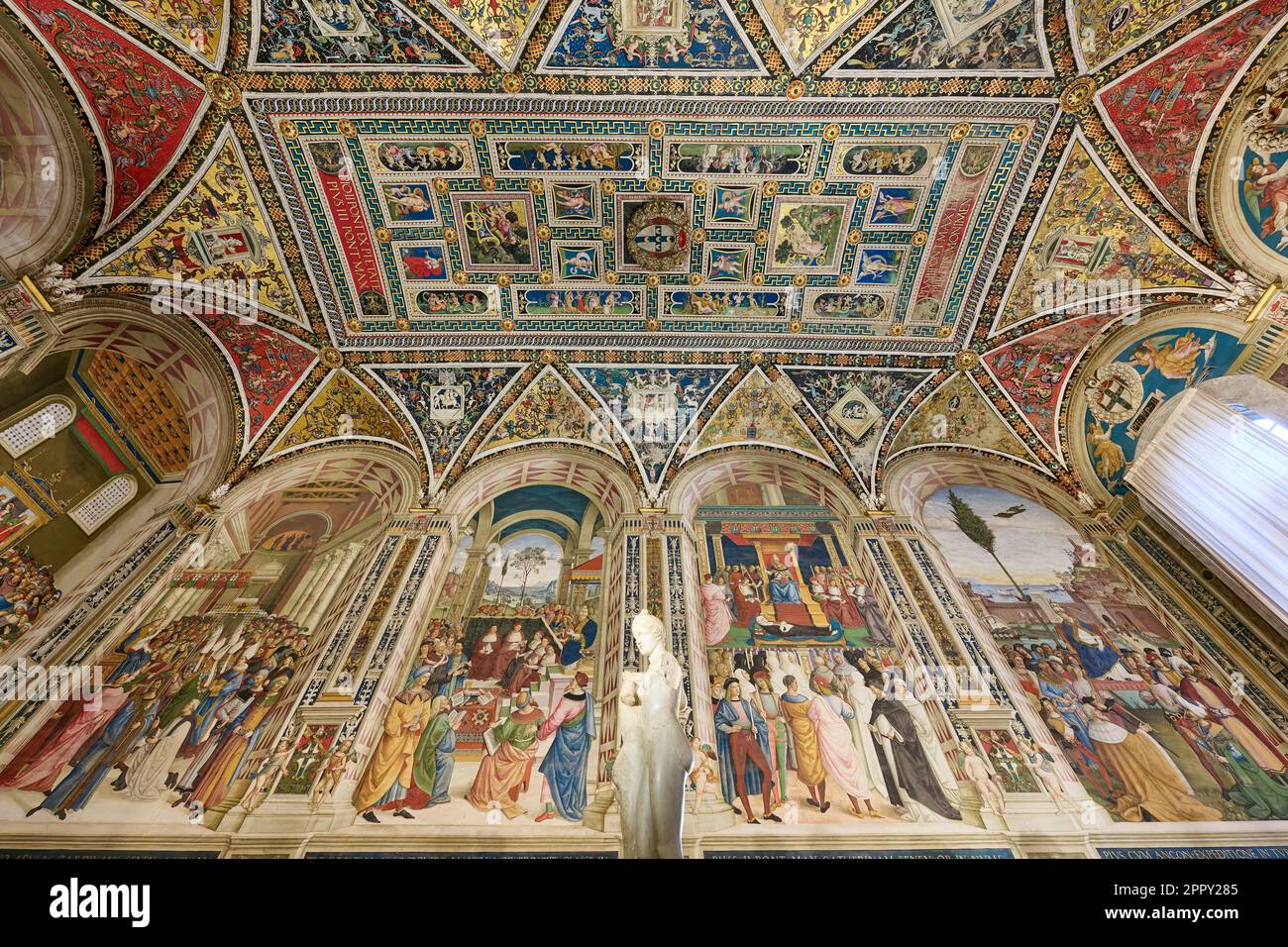 frescos of Libreria Piccolomini library in Cathedral of Siena, Duomo di Siena, Siena, Tuscany, Italy Stock Photo