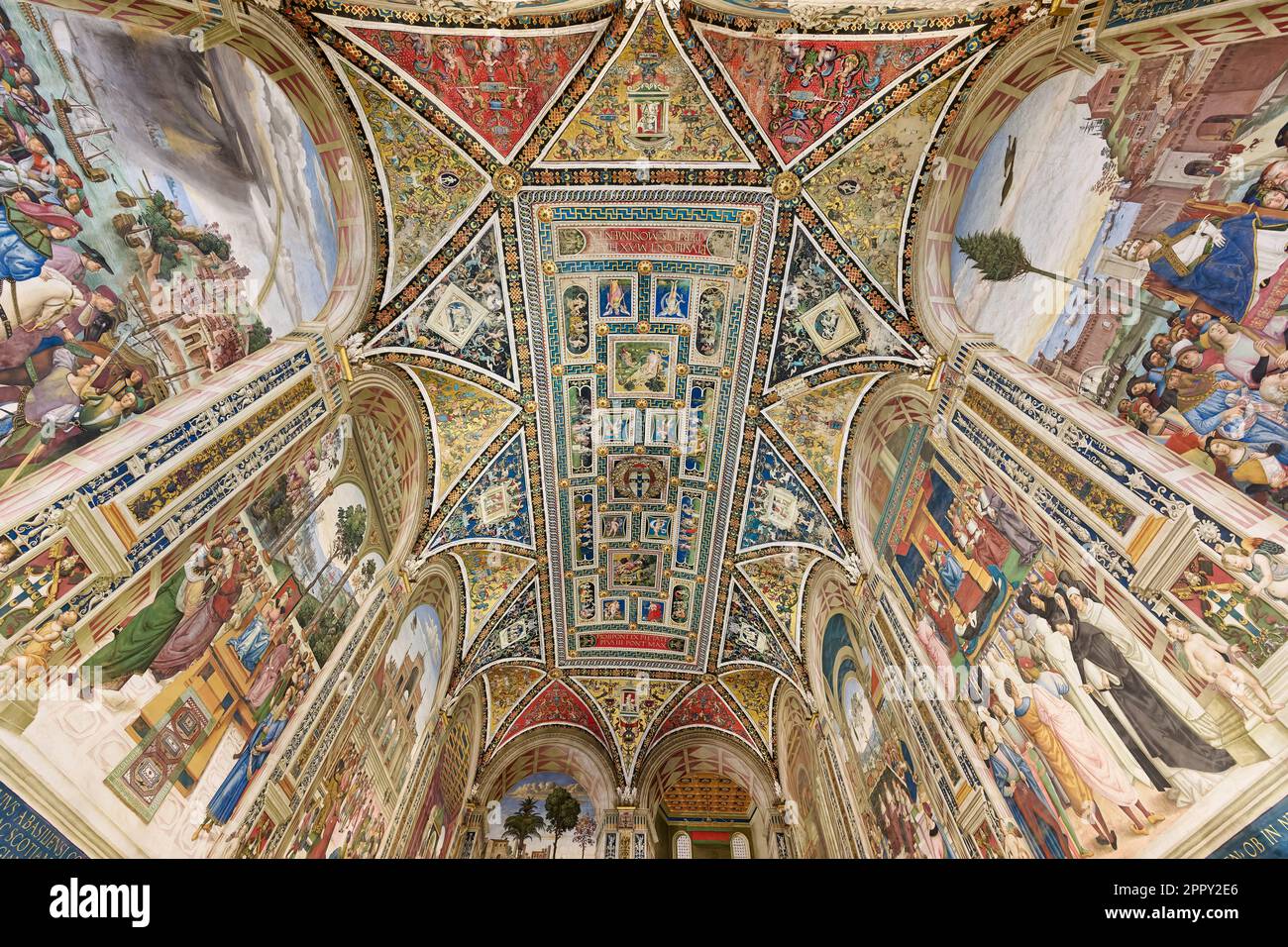 frescos of Libreria Piccolomini library in Cathedral of Siena, Duomo di Siena, Siena, Tuscany, Italy Stock Photo