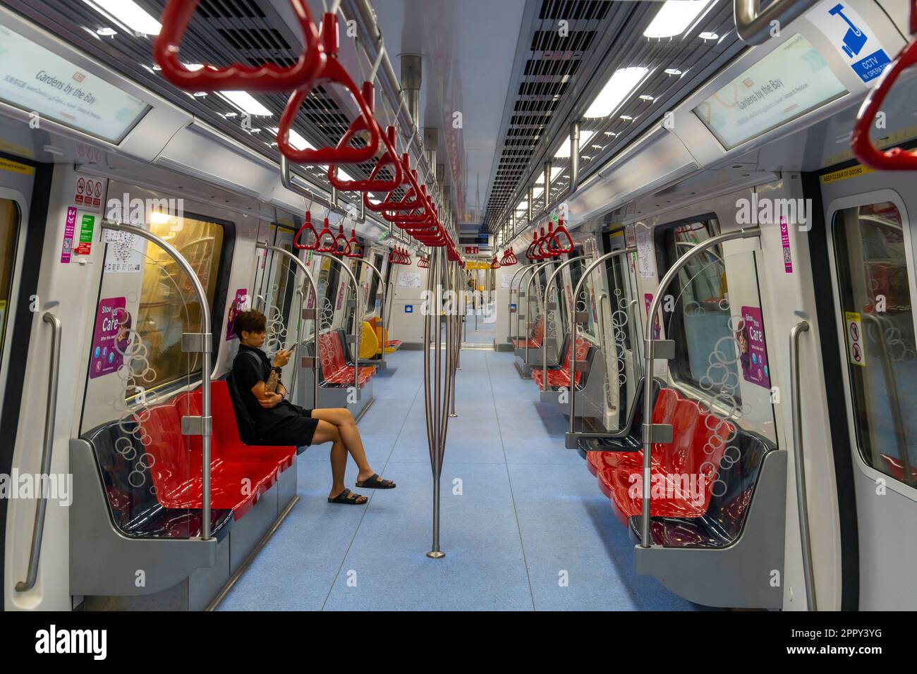 A few passengers from the airport to the city center in Singapore. Stock Photo