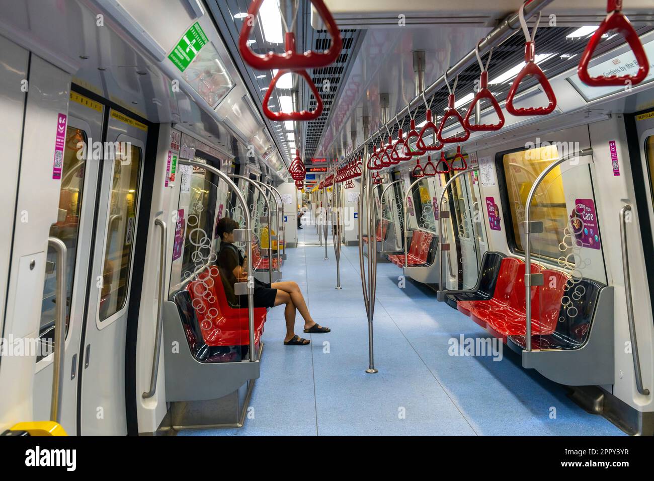 A few passengers from the airport to the city center in Singapore. Stock Photo