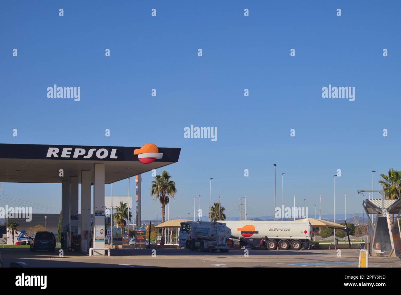 General shot of a gas station belonging to the multinational company