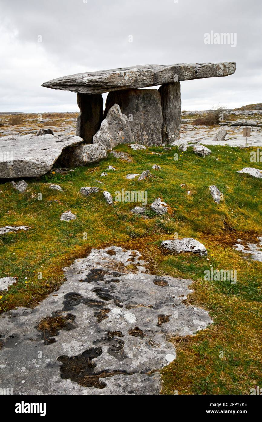 Poulnabroune dolmen the burren county clare republic of ireland Stock Photo