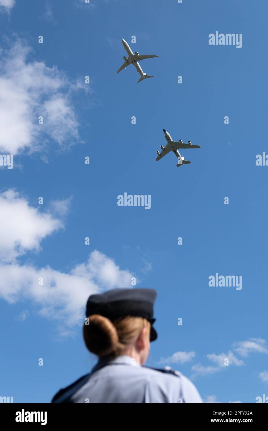 Poseidon MRA1 and RC135W Rivet Joint take part in a rehearsal for the