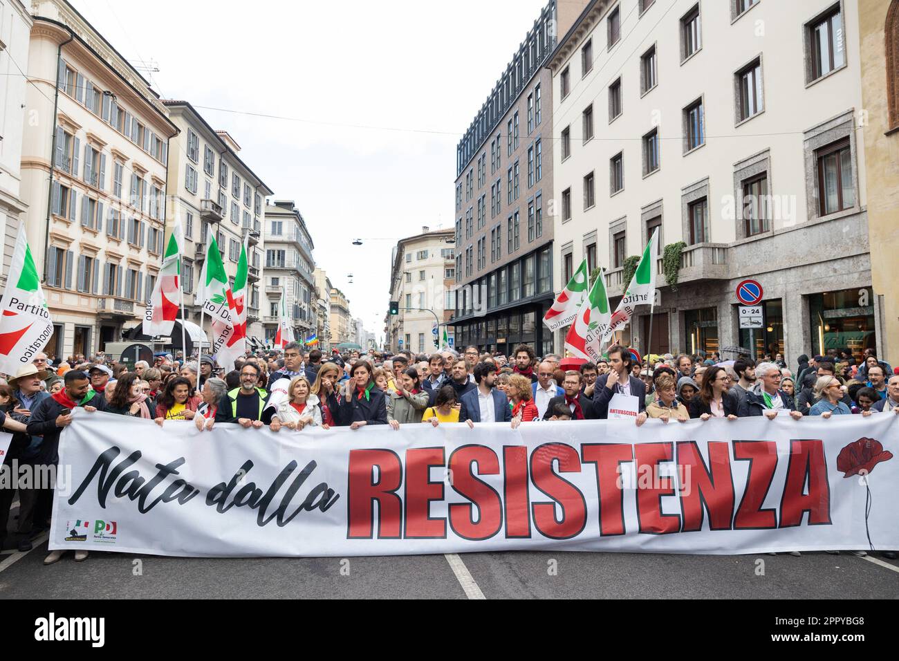 Anniversary of the liberation of Italy from Nazi-fascism, the end of the Nazi occupation and the final fall of the fascist regime Milano, Italy, on April 25 2023 Stock Photo