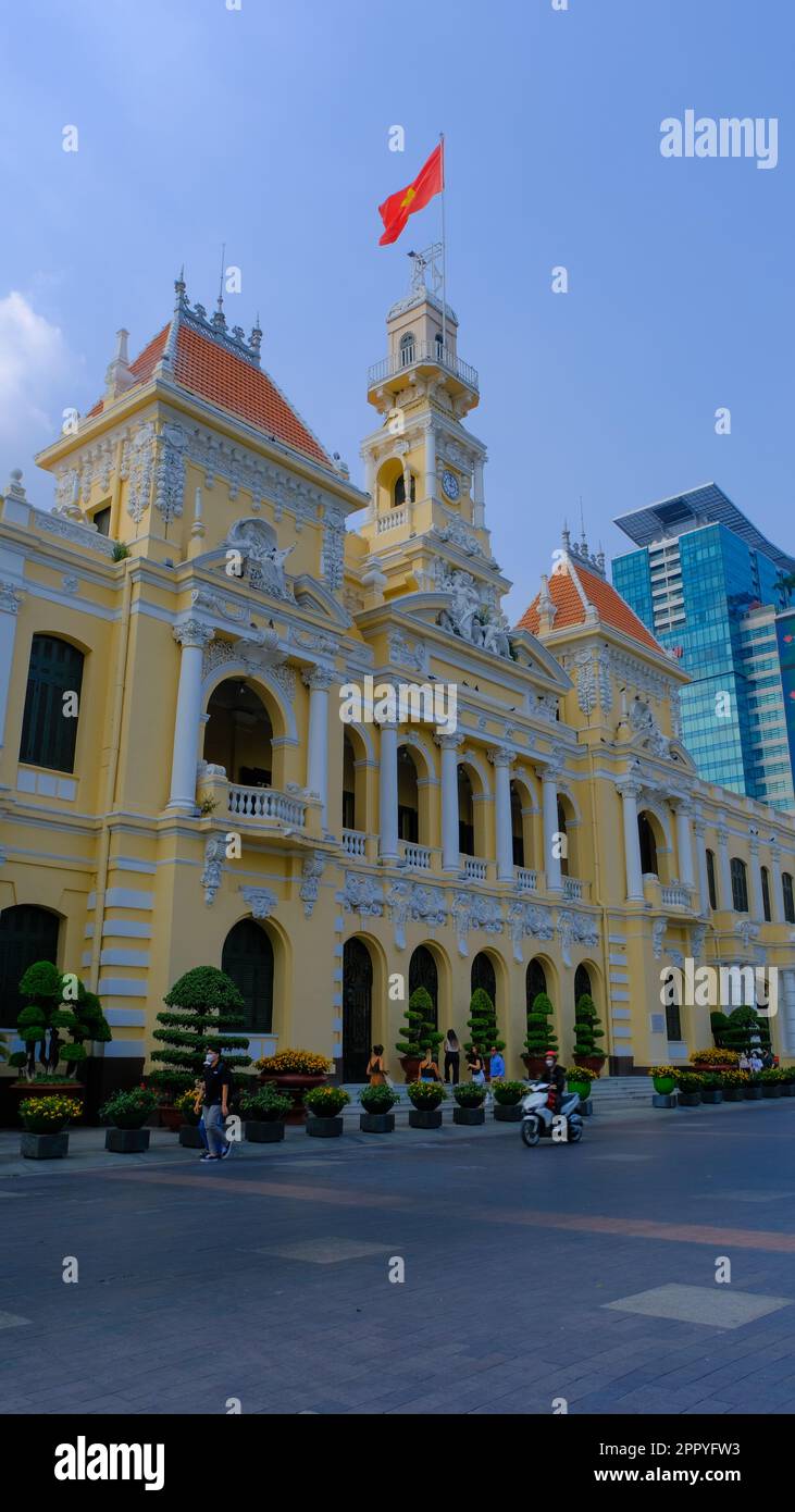 Ho Chi Minh City People's Committee Head Office or better known as Ho Chi Minh City Hall, Vietnam Stock Photo