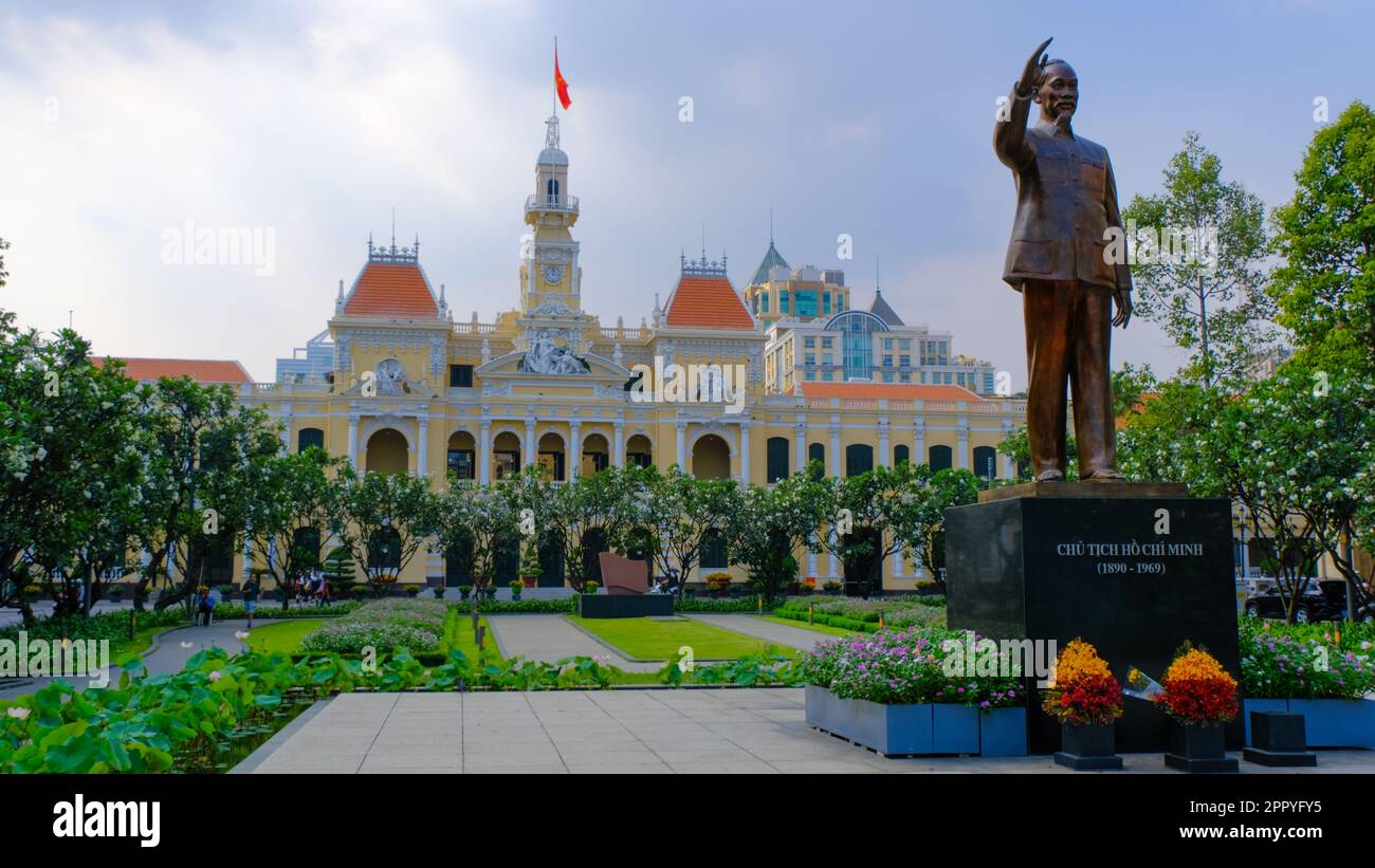 Ho Chi Minh City People's Committee Head Office or better known as Ho Chi Minh City Hall, Vietnam Stock Photo