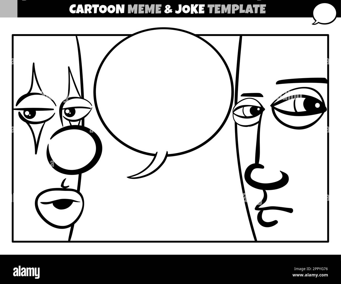 black and white cartoon meme template with clown and man Stock Vector