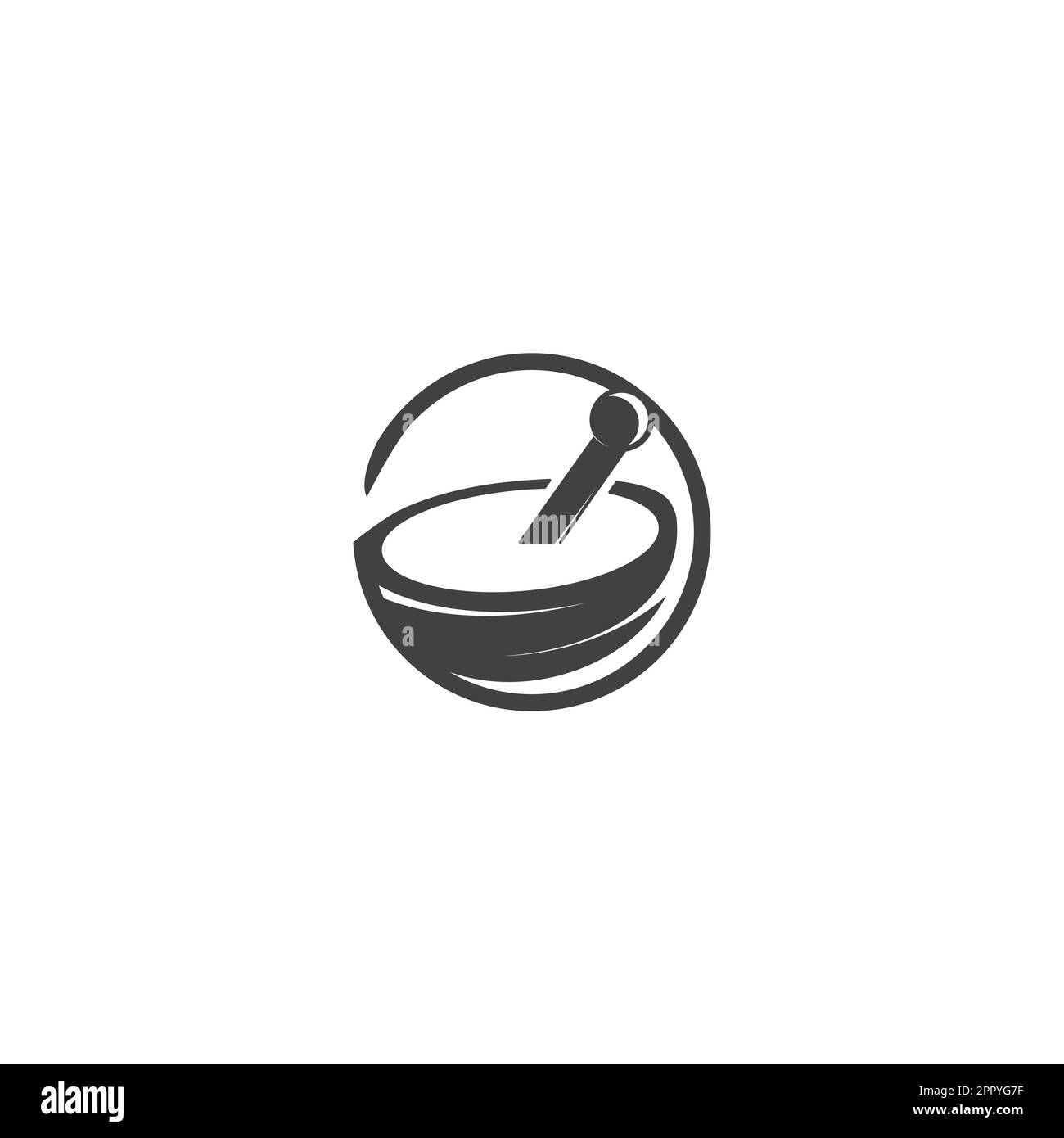 Pharmacy medical logo design. Natural mortar and pestle logotype Stock