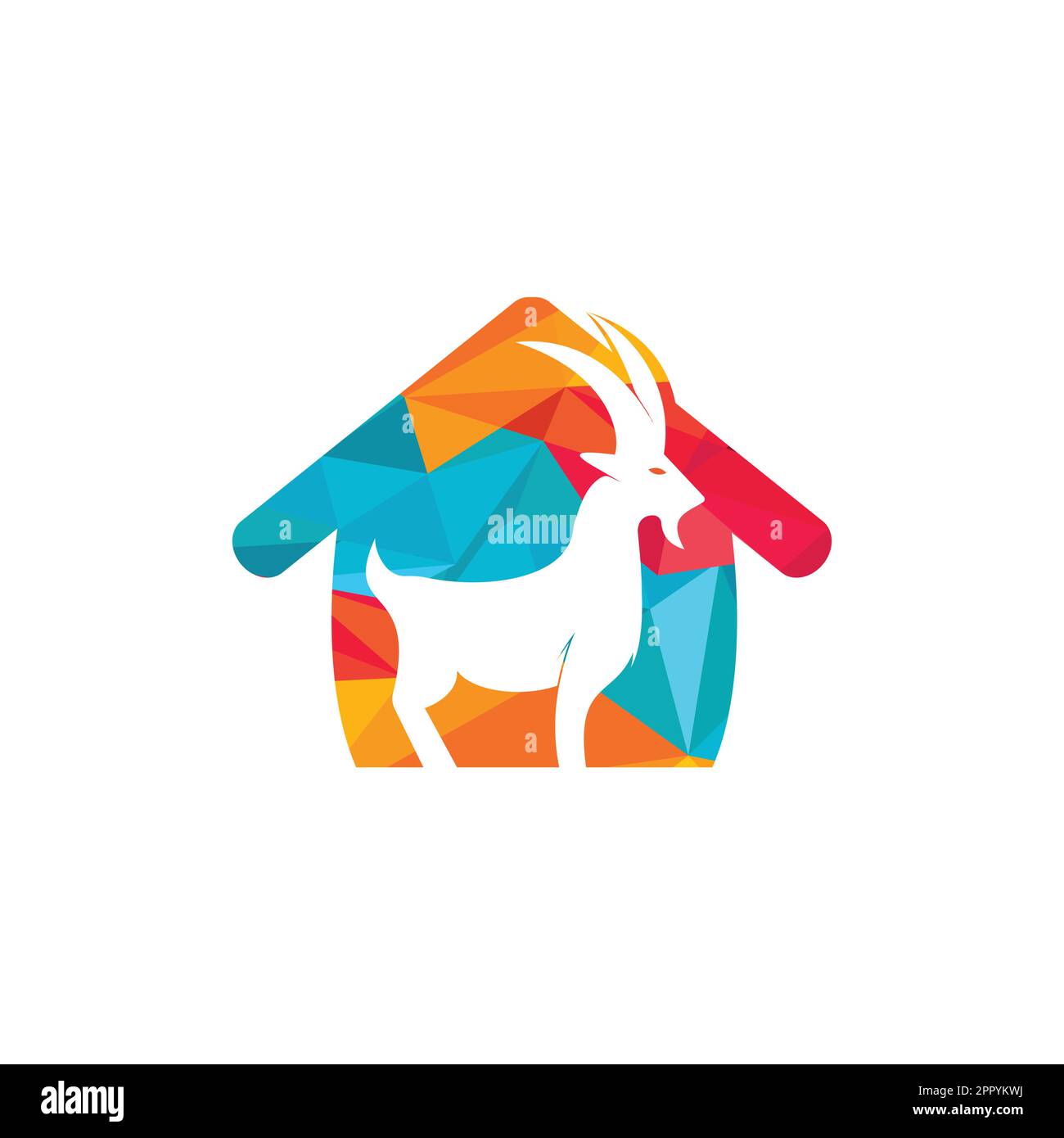 Goat home Logo Template vector design. A beard goat logo concept. Stock Vector