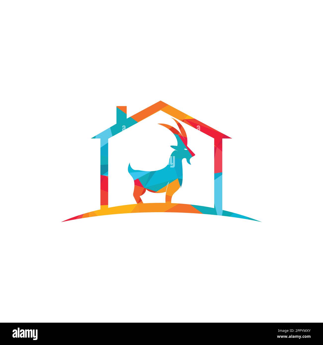 Goat home Logo Template vector design. A beard goat logo concept. Stock Vector