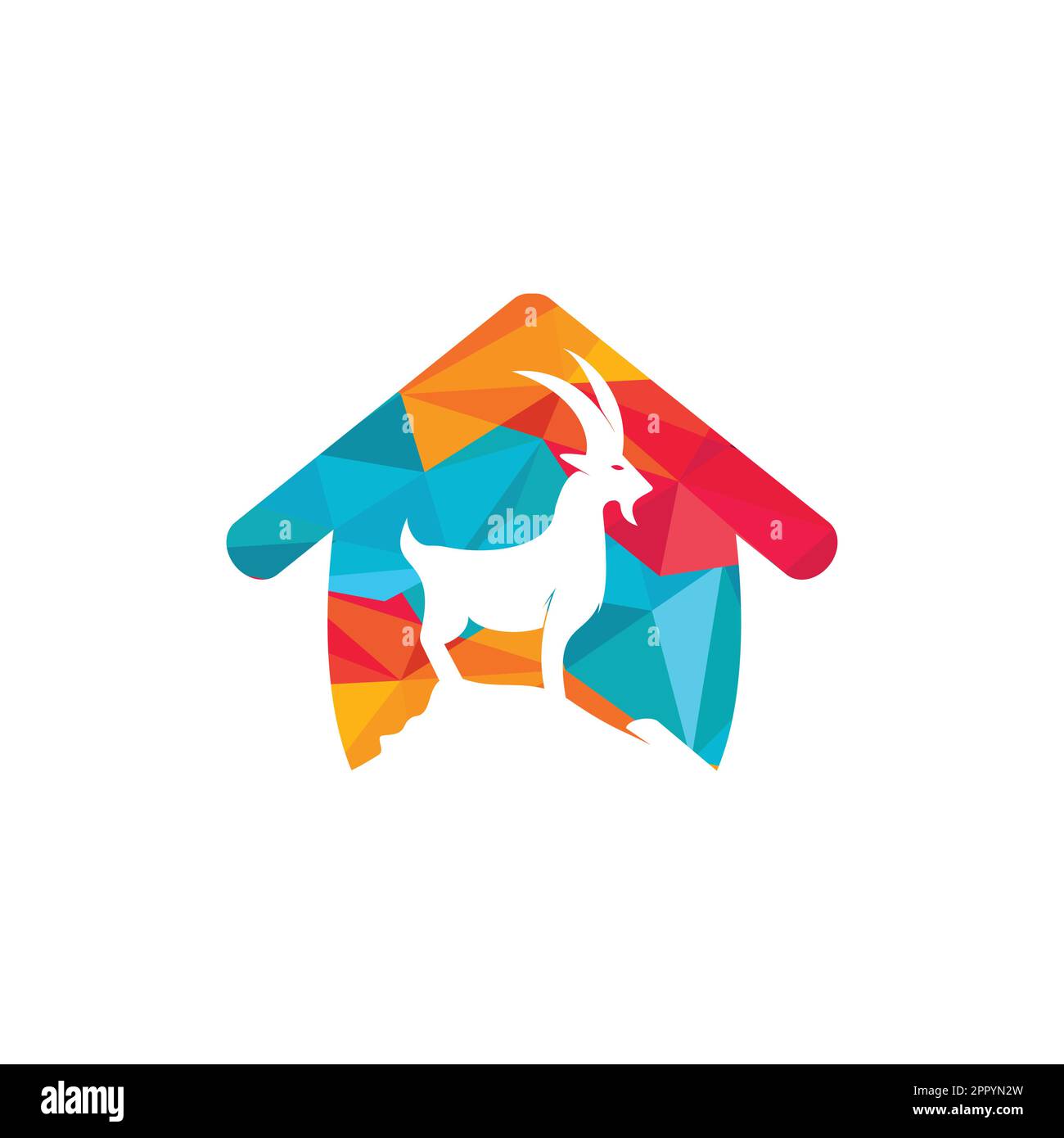 Goat home Logo Template vector design. A beard goat logo concept. Stock Vector