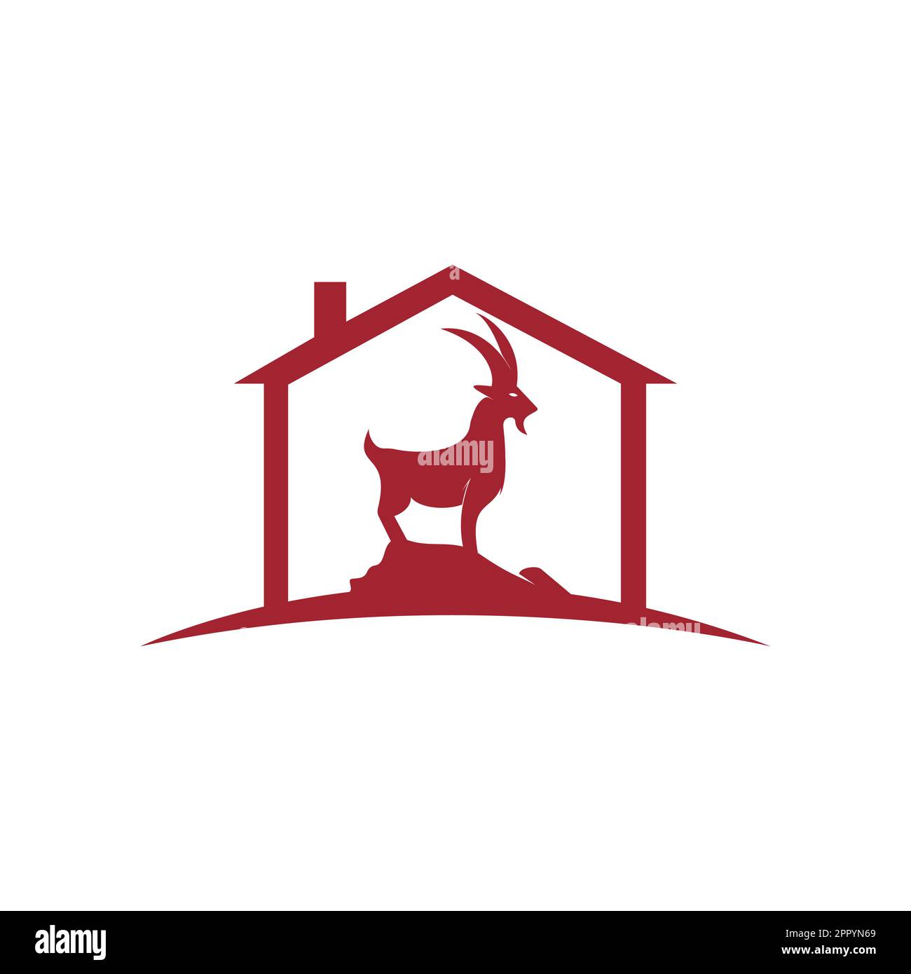 Goat home Logo Template vector design. A beard goat logo concept. Stock Vector