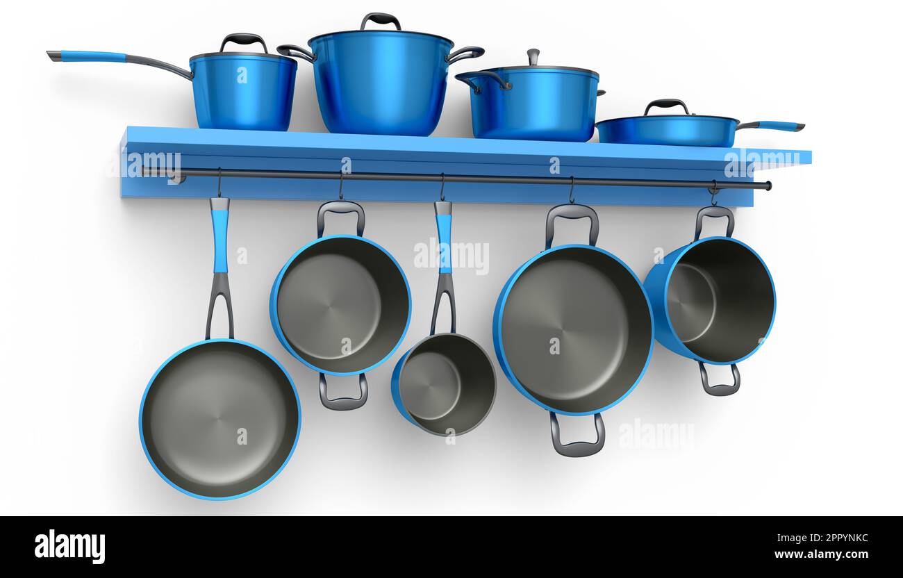 Set of stainless steel stewpot, frying pan and chrome plated aluminum