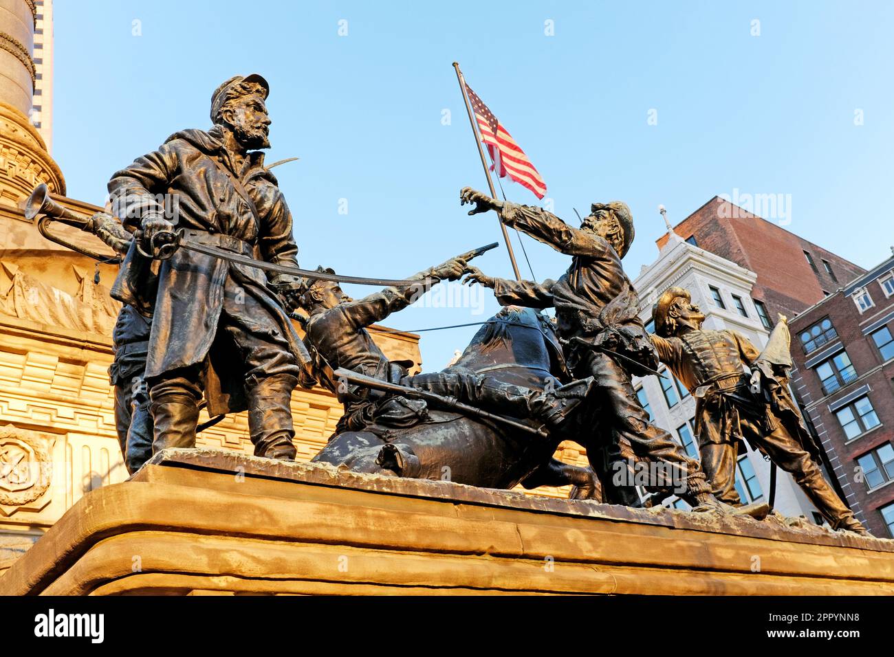 The Soldiers and Sailors Monument in downtown Cleveland Public Square is a civil war monument designed by Levi Schofield dedicated on July 4, 1894 Stock Photo