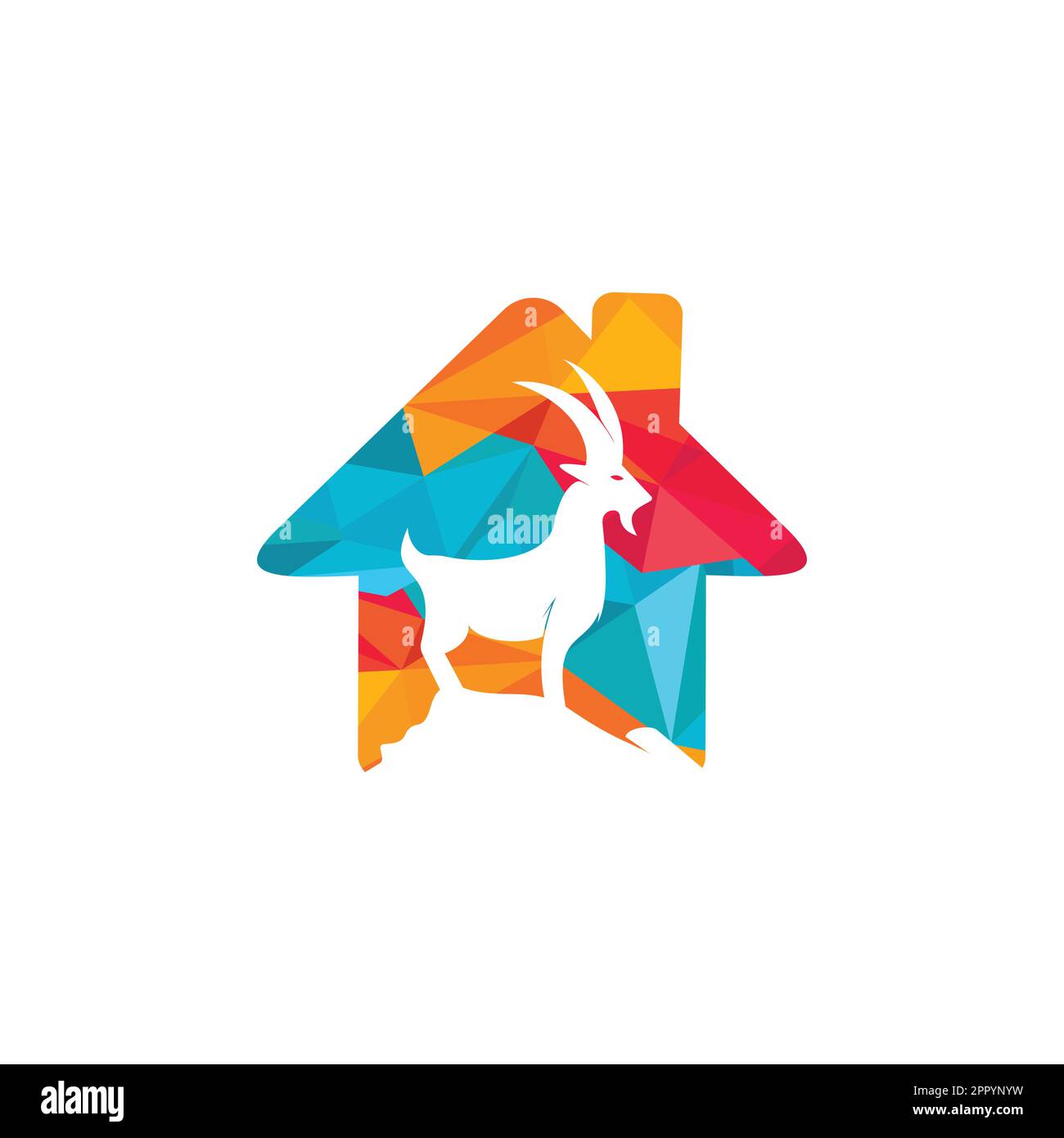 Goat home Logo Template vector design. A beard goat logo concept. Stock Vector