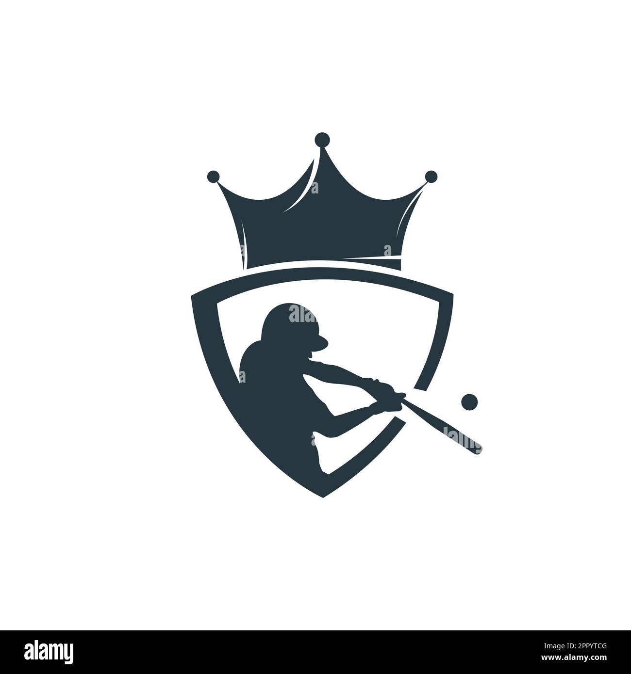 Baseball king vector logo design. Baseball player and crown icon design