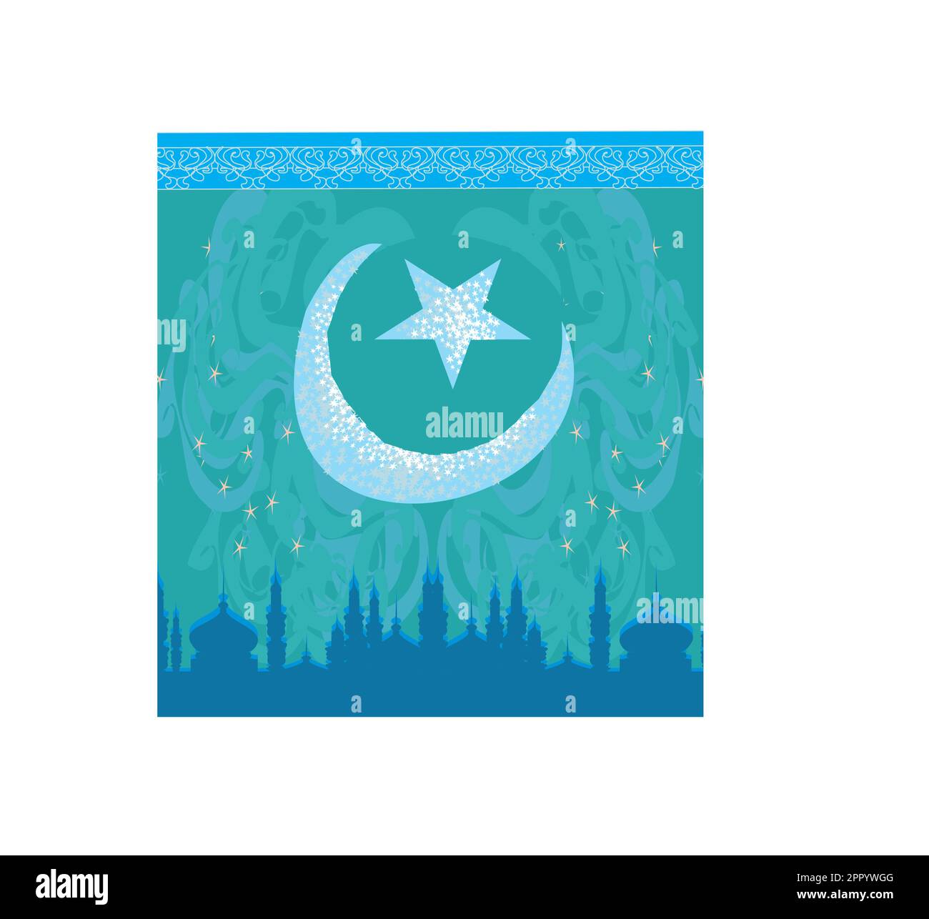 artistic pattern background with moon and mosque Stock Vector