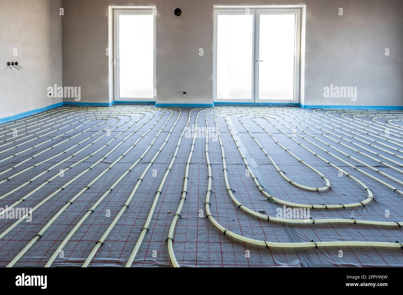 underfloor heating system in construction of new residential house