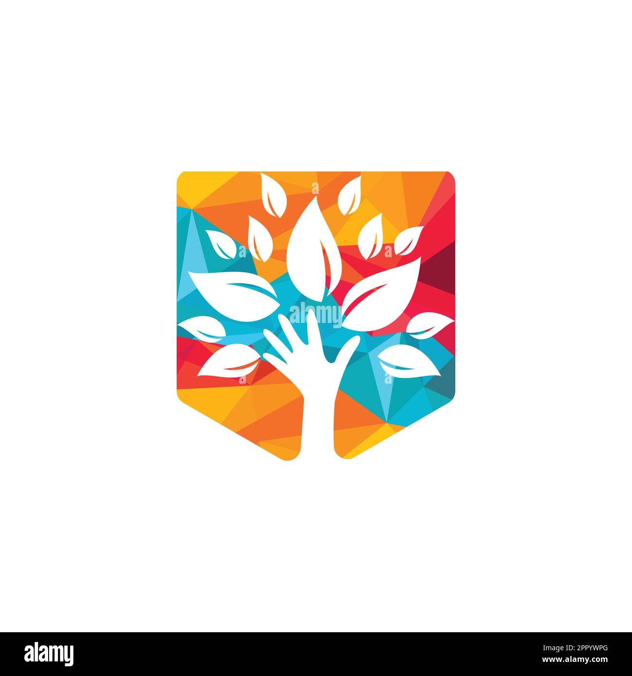 Creative green hand tree logo design. Natural products logo. Cosmetics ...
