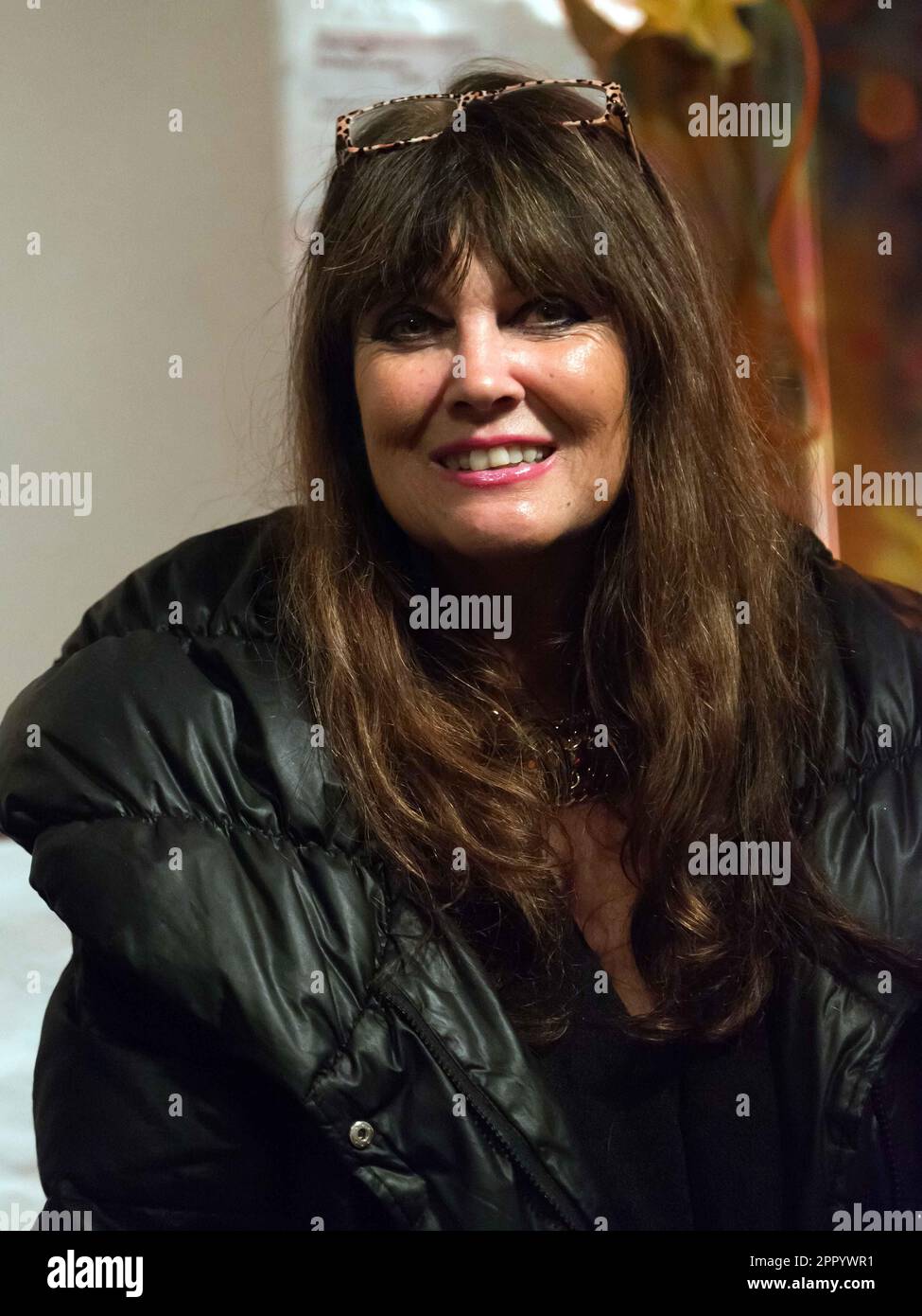 The actress Caroline Munro, at an event hosted by the Misty Moon Film Society's, at the Ladywell Tavern, Lewisham. Stock Photo