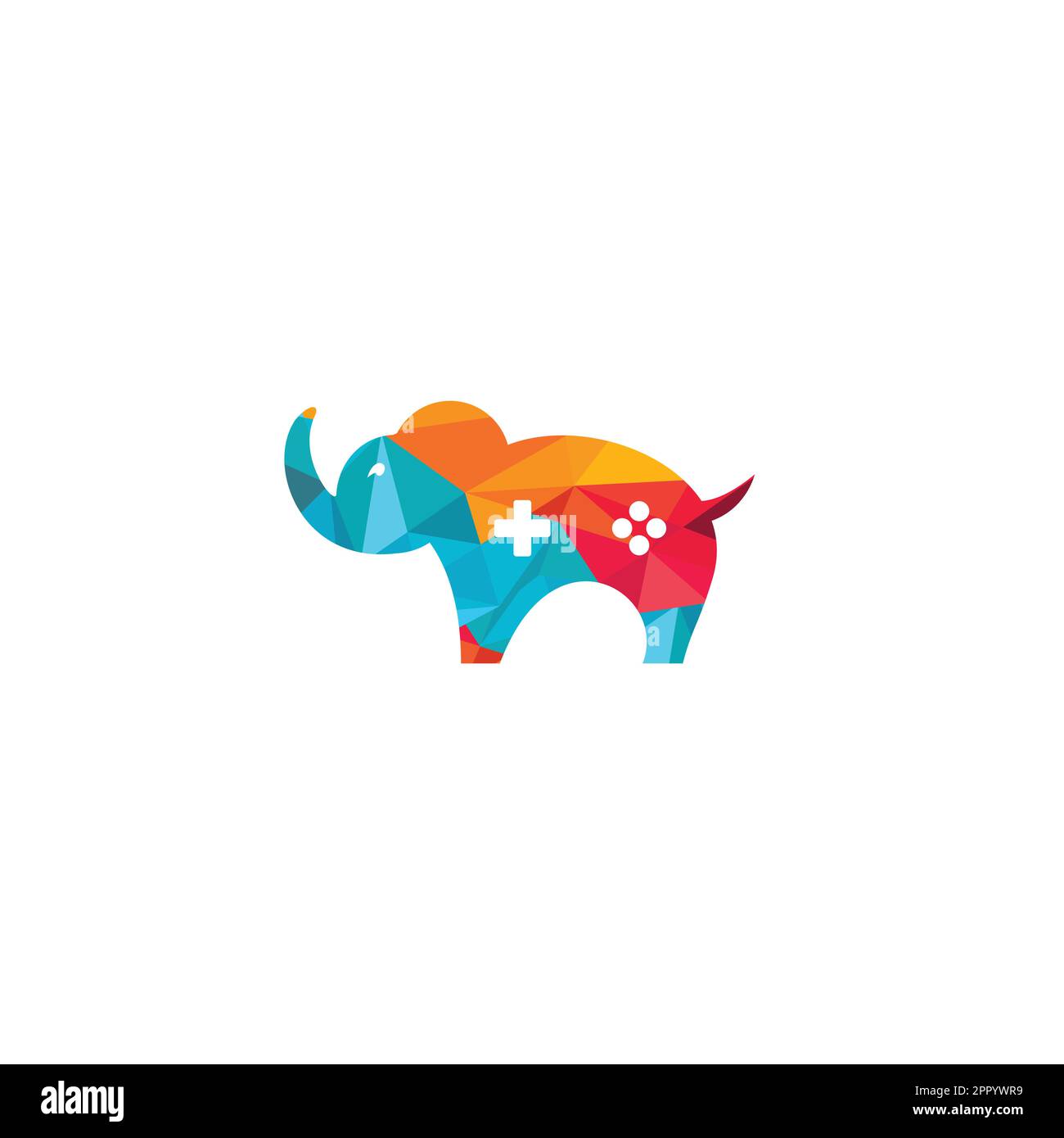 Elephant game console logo design. Stock Vector