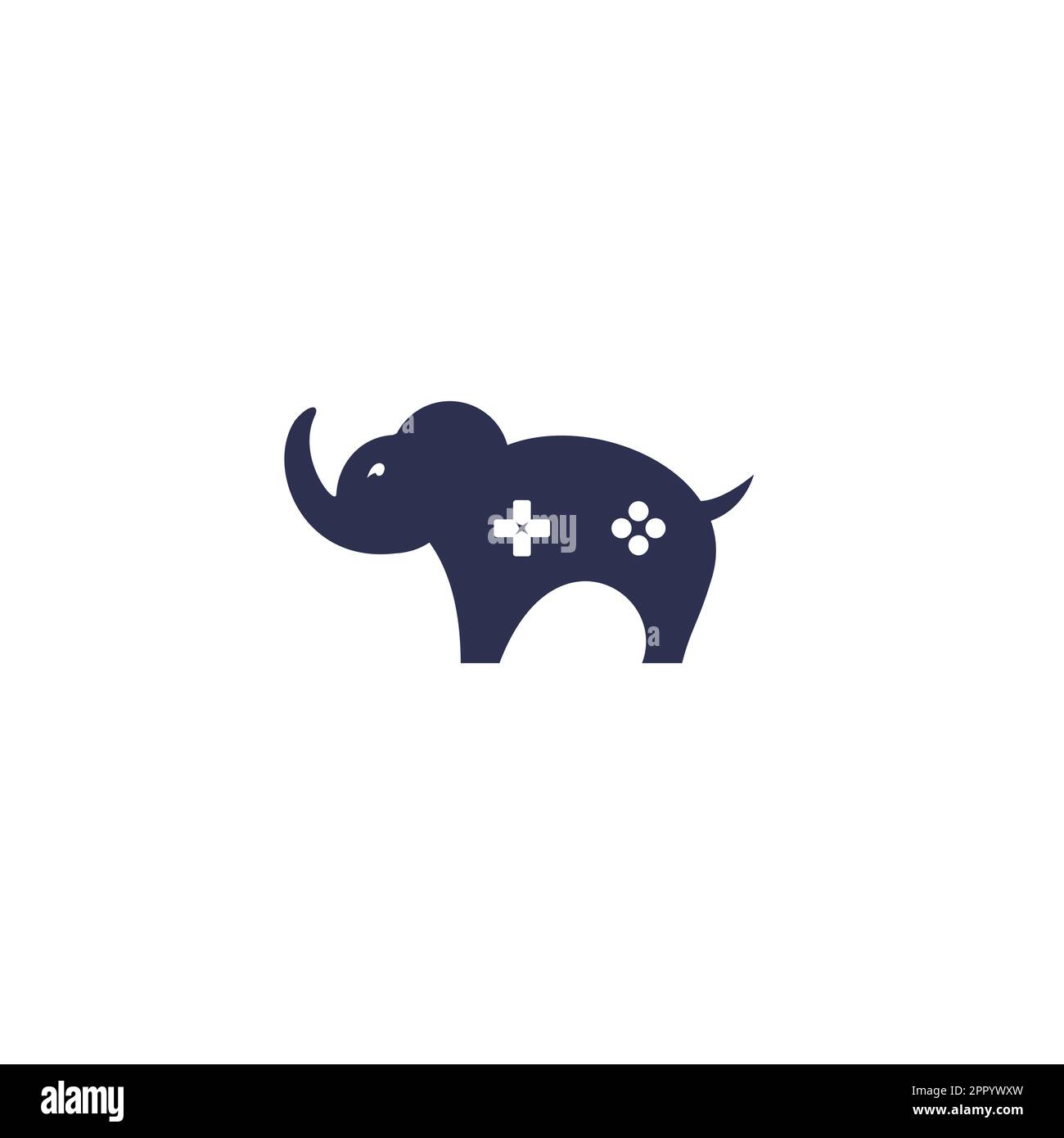 Elephant game console logo design. Stock Vector