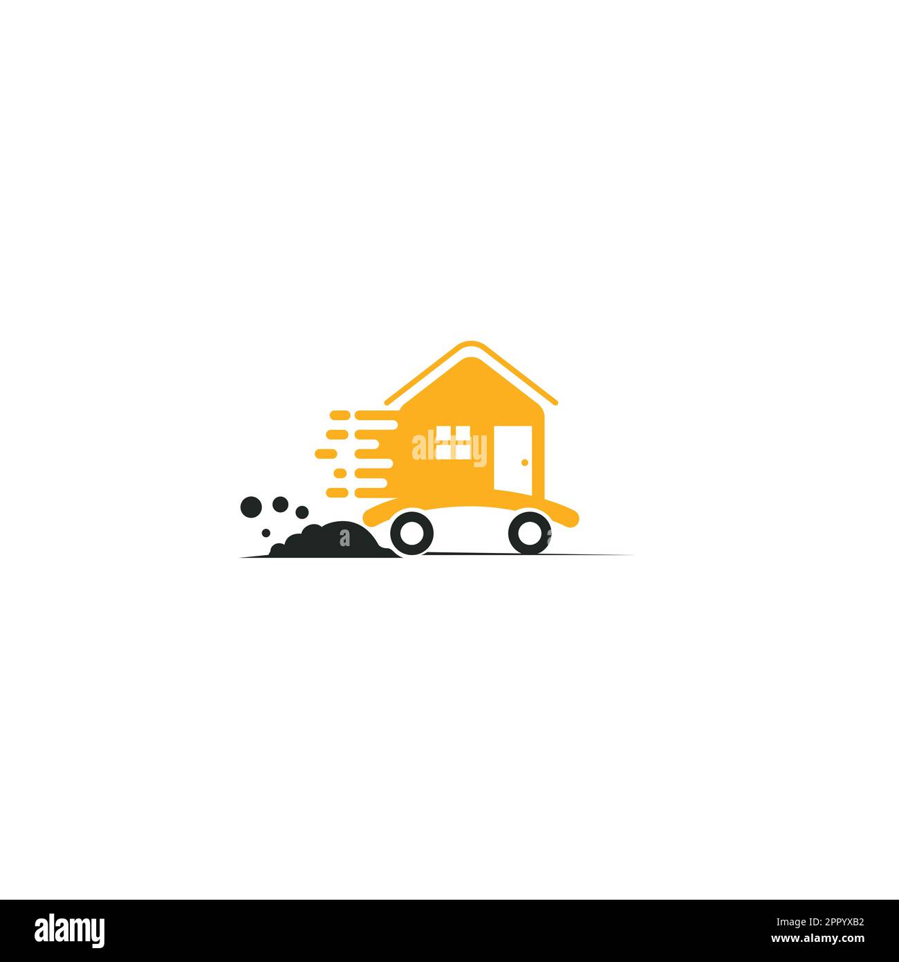 House moving company logo design. Home logo with moving symbols Stock