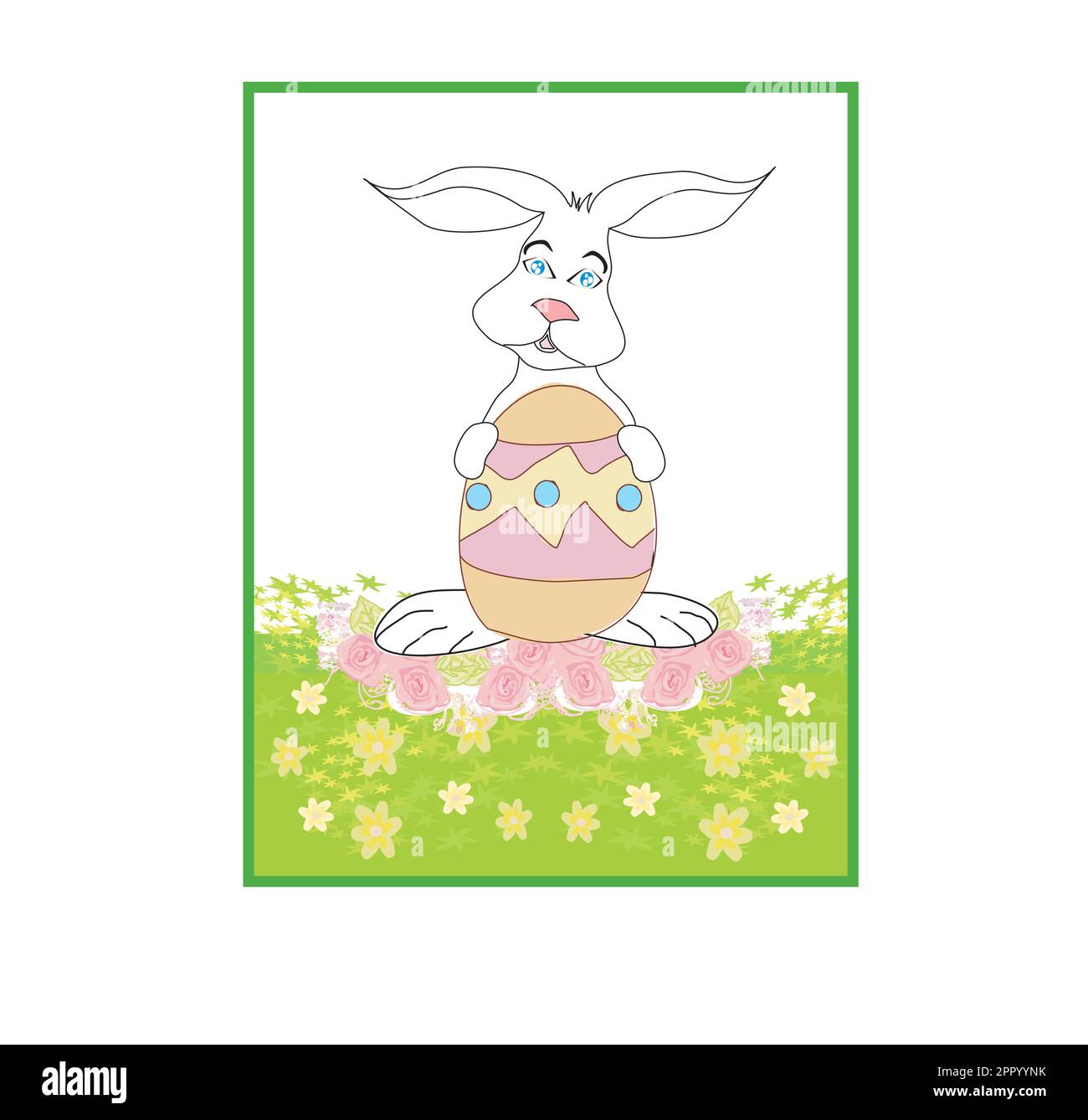 Illustration of happy Easter bunny carrying egg Stock Vector Image ...
