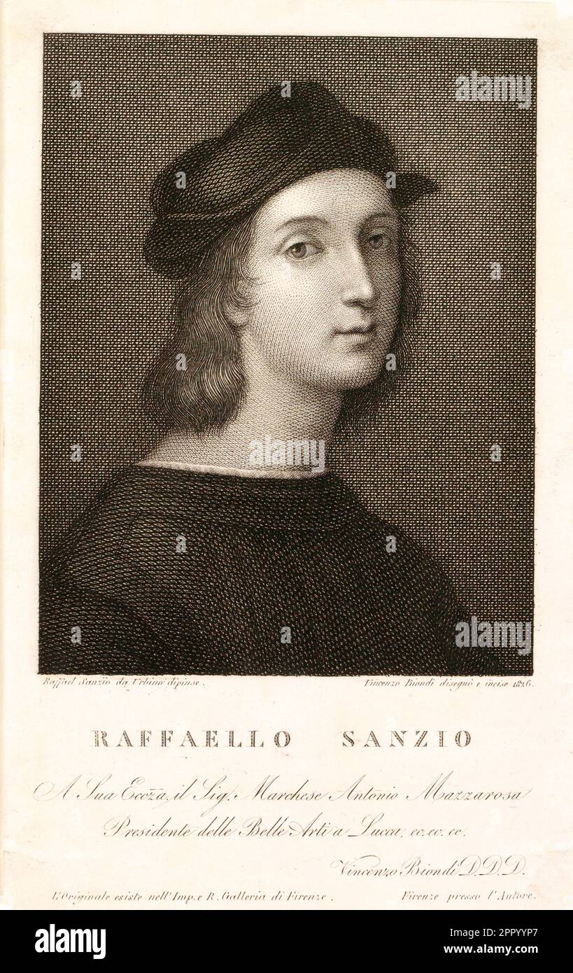 Portrait of Raffaello Sanzio by Vincenzo Biondi  1814 - 1870 Stock Photo